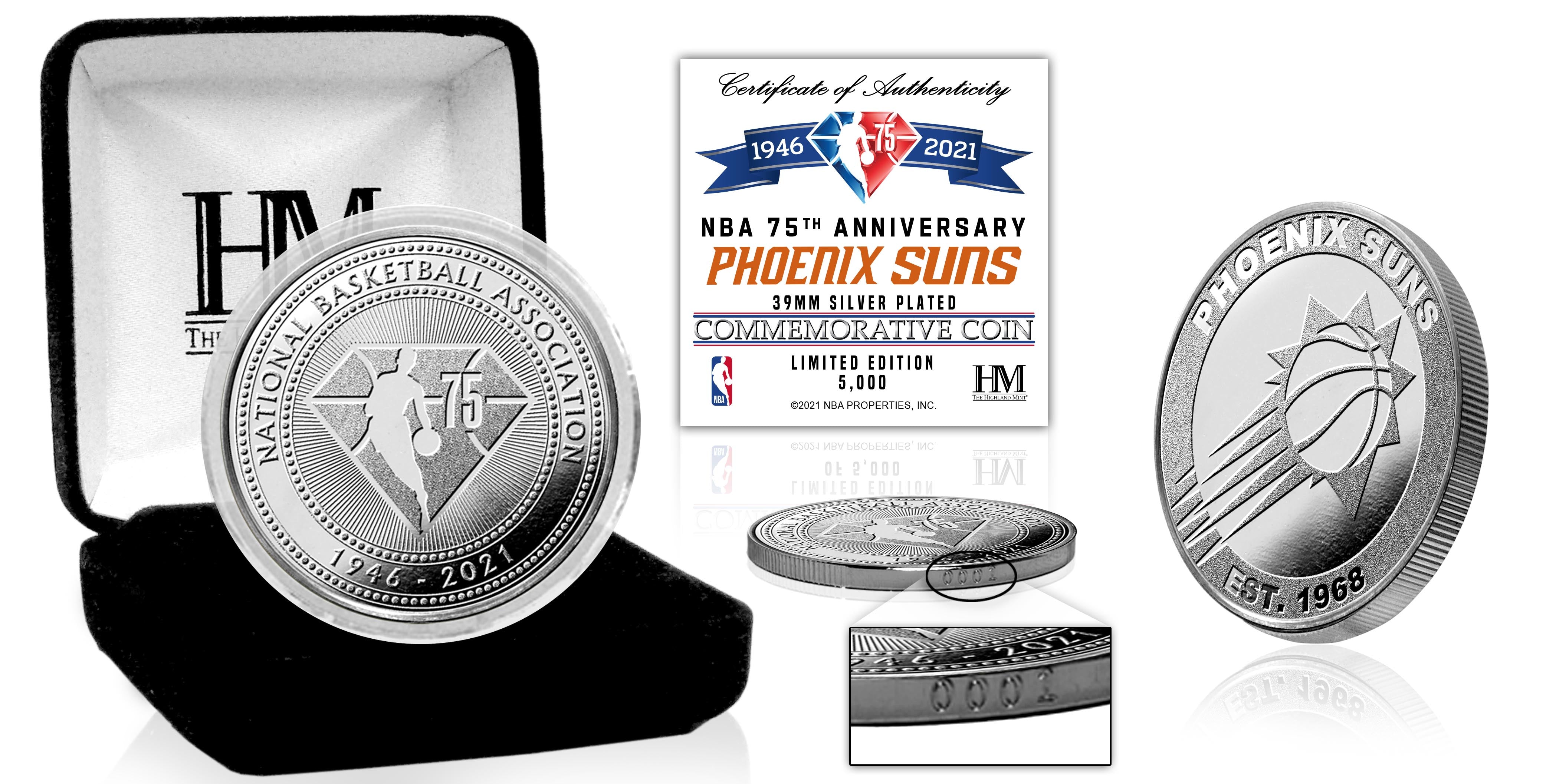 Phoenix Suns NBA 75th Anniversary Commemorative Silver Coin - Limited Edition Collectible for Basketball Fans & Sports Memorabilia Enthusiasts | Perfect for Display, Gifts, and Investment