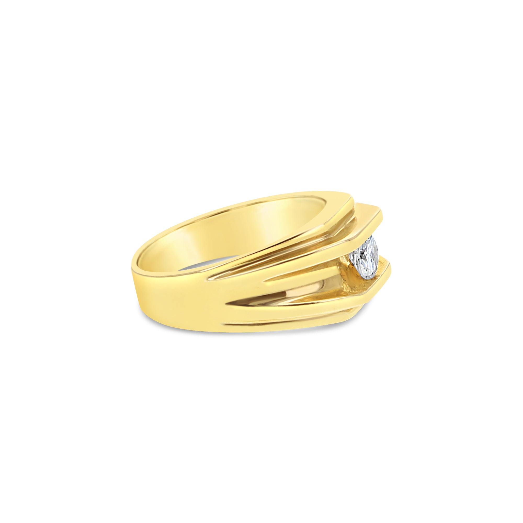 Solitaire Men's Diamond Wedding Band Ring - 14K White Gold Classic Simple Engagement Ring for Men - Perfect for Proposals, Anniversaries & Special Occasions