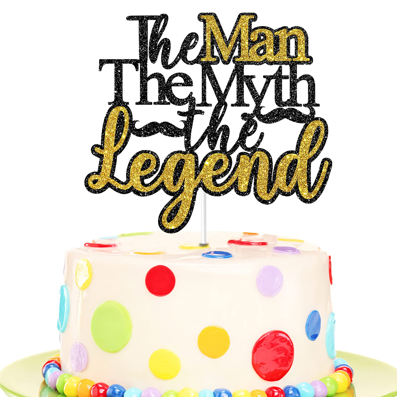 The Man The Myth The Legend Cake Topper - Black Glitter Birthday Cake Decorations for Men, Dad, Husband | Perfect for Birthday Parties, Retirement Celebrations & Special Occasions