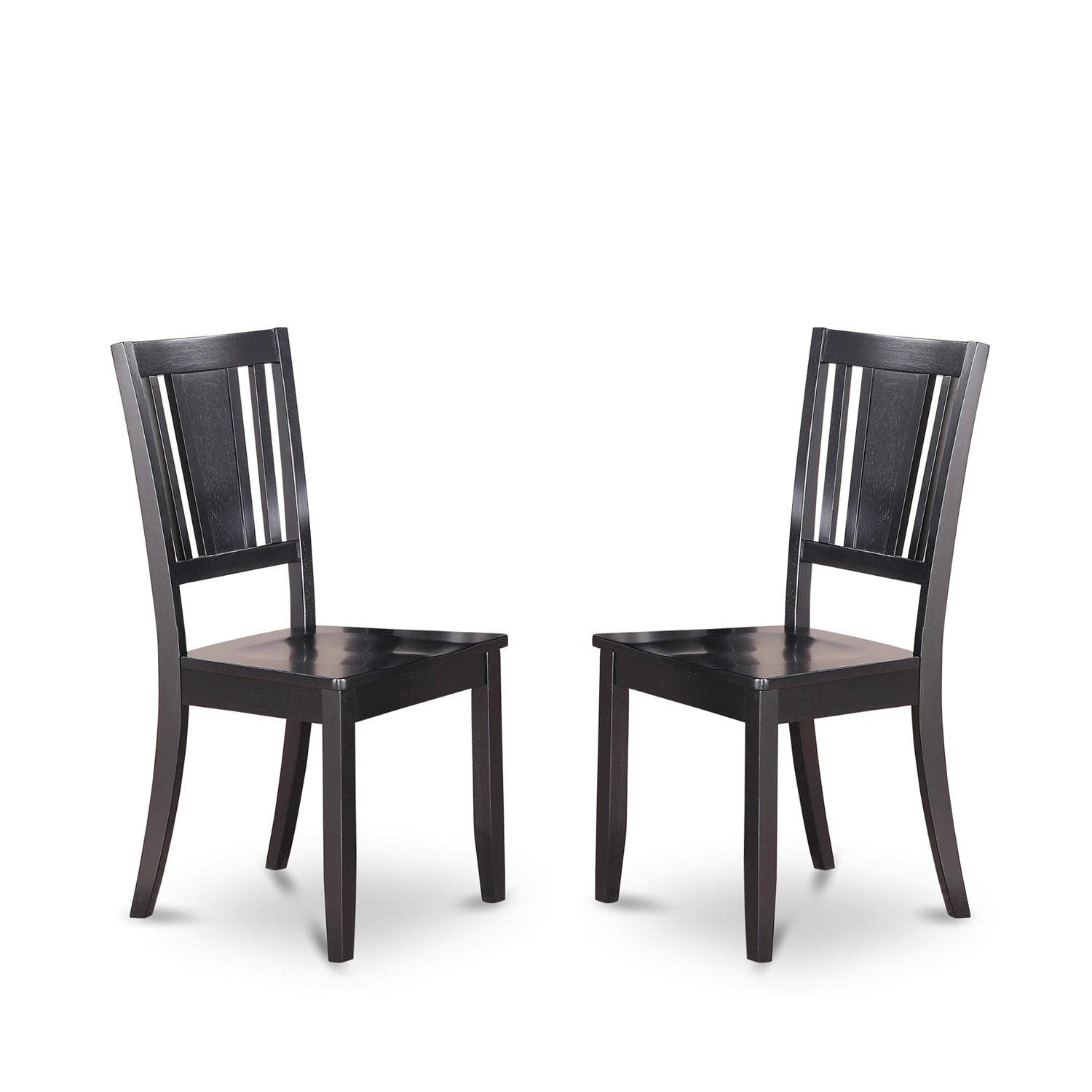East West Furniture DLDU3-BLK-W 3-Piece Small Space Kitchen Table Set with Round Drop-Leaf Dining Table & 2 Solid Wood Chairs, 42x42 Inch, Black - Perfect for Apartments, Breakfast Nooks & Cozy Dining Areas