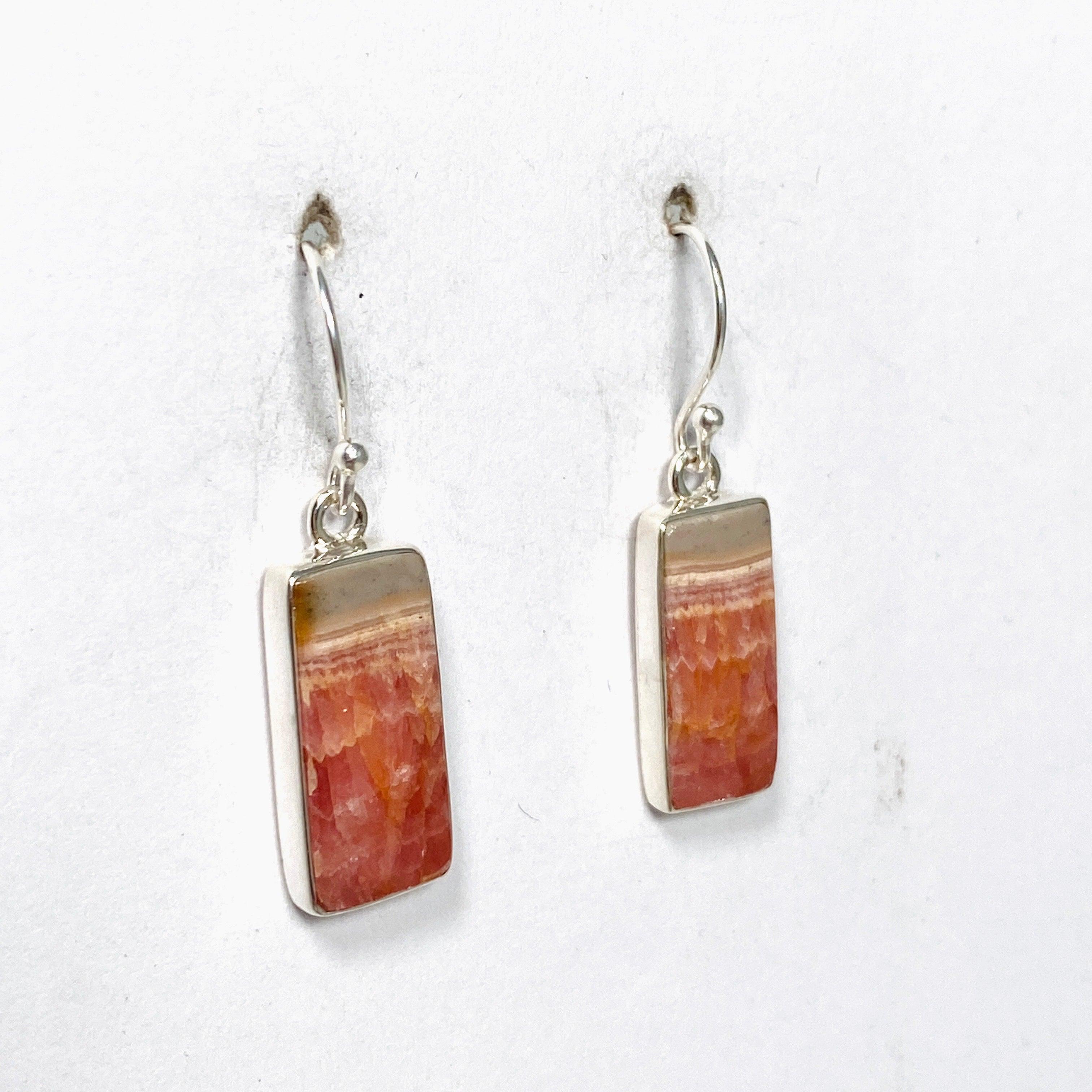Rhodochrosite Rectangular Earrings KEGJ1456 - Elegant Gemstone Jewelry for Women | Perfect for Parties, Weddings & Special Occasions