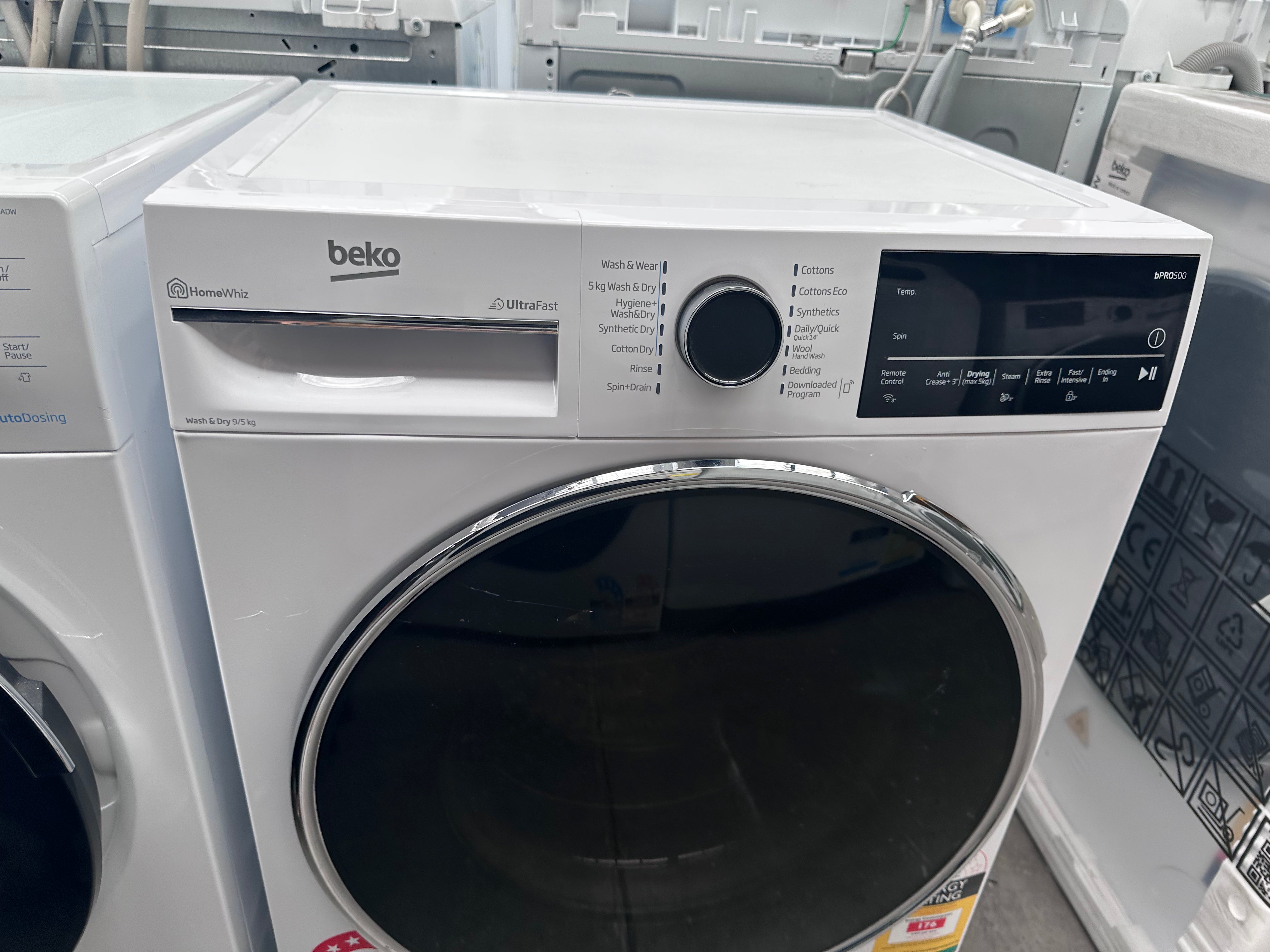 Beko BWDB9540W 9kg/5kg UltraFast Washer Dryer Combo - Energy Efficient Laundry Solution for Small Apartments & Homes | Fast Drying & Quiet Operation | Perfect for Compact Spaces & Busy Families