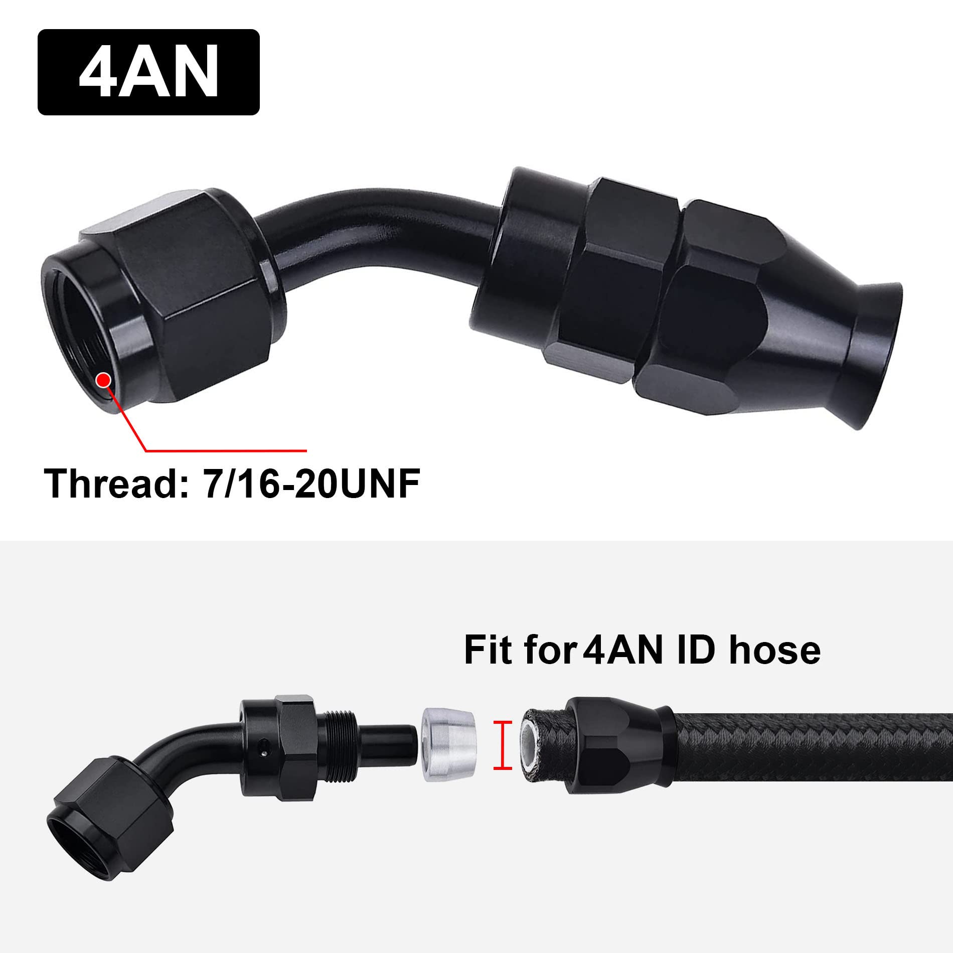 EVIL ENERGY 4AN PTFE Hose Fitting 45° Black 2PCS - Fuel Line Upgrade