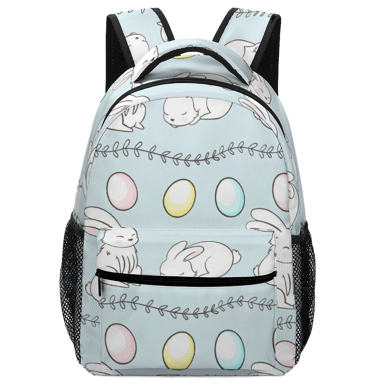 Kazynee Cute Rabbit Laptop Backpack - Easter Bunny Floral Print School Bag for Women & Teens, Lightweight Travel Backpack for College, Work, Commuting and Daily Use