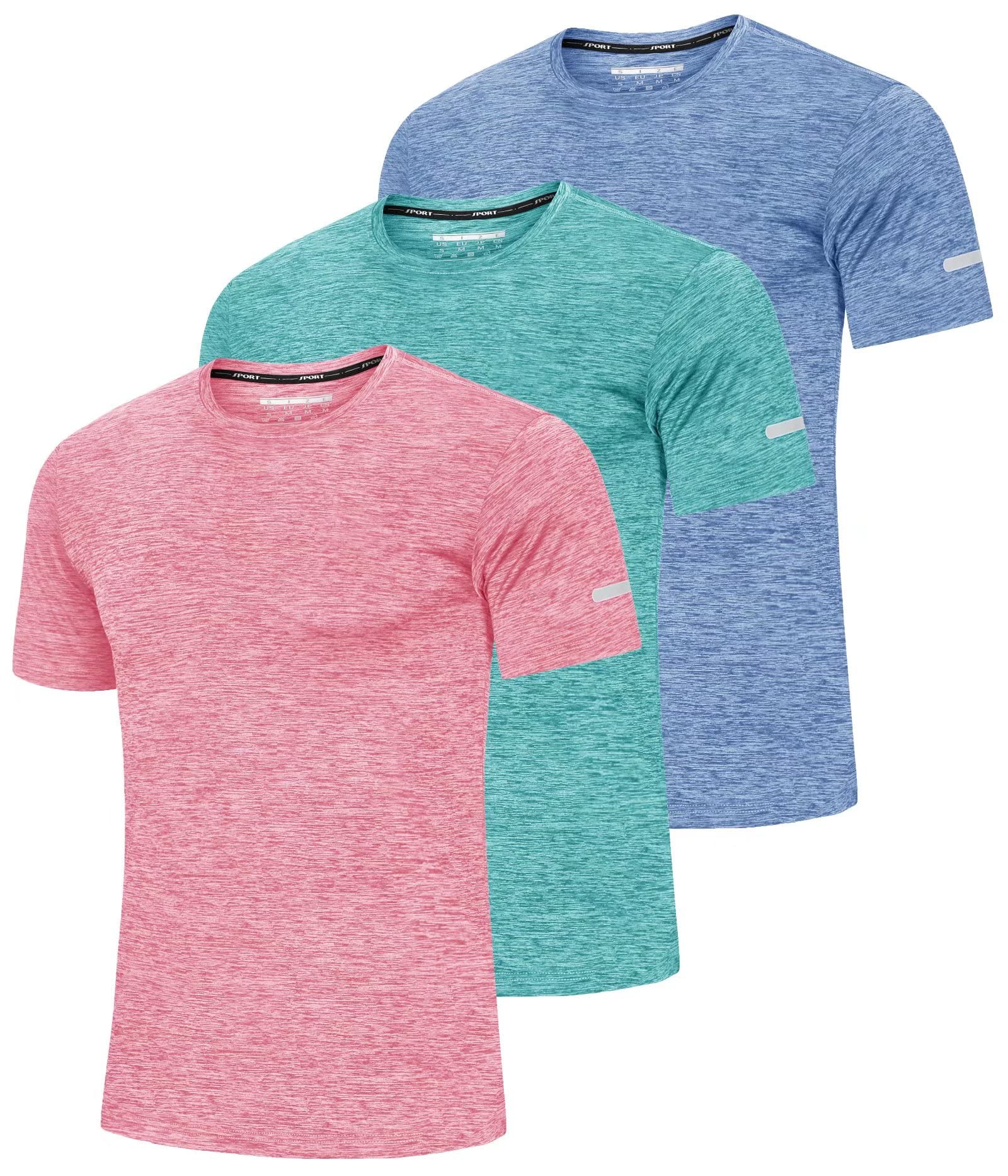 MAGCOMSEN 3-Pack Men's Workout T-Shirts - Short Sleeve Athletic Gym Tees, Moisture-Wicking Dry Fit Fitness Shirts for Running, Training & Casual Wear