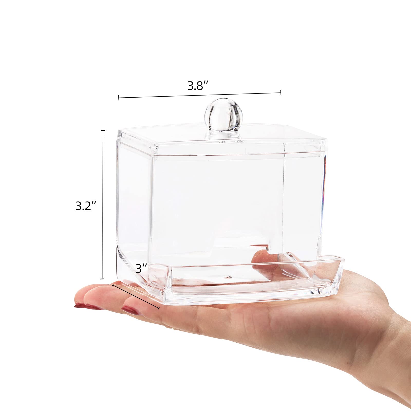Tbestmax 10oz Clear Q-Tip Holder Dispenser - Bathroom Organizer for Cotton Swabs, Cotton Balls & Dental Floss - Stylish Apothecary Jar Storage Solution for Countertop, Vanity & Medicine Cabinet Decor