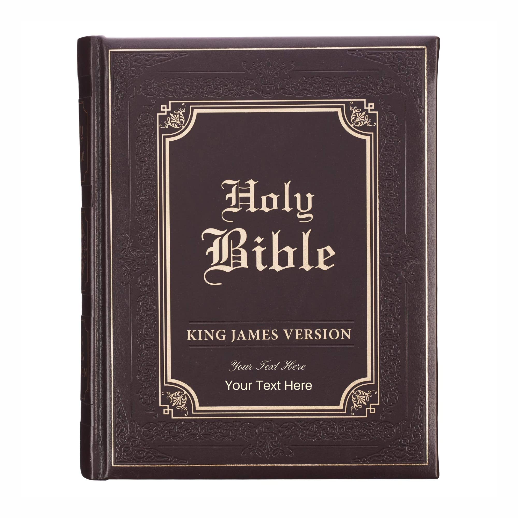 Personalized King James Version Bible - Custom Text Engraved Dark Brown Faux Leather Hardcover - Perfect Gift for Baptism, Christening, Birthday & Family Celebrations - Inspirational Scripture for Daily Devotion & Special Occasions