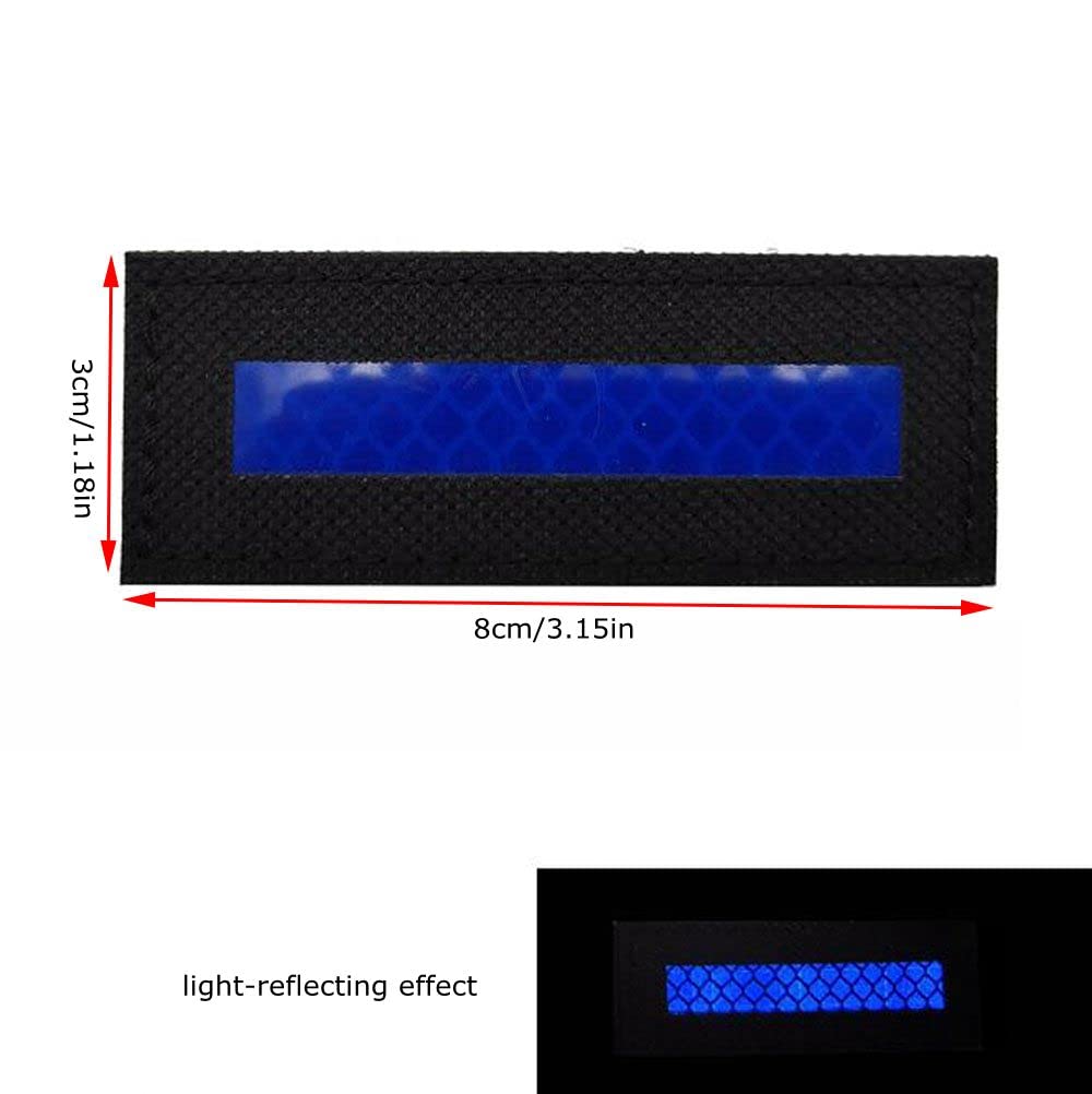 High Visibility Reflective Hook & Loop Patches for Jackets, Tactical Gear & Dog Harnesses - 4 Pack Safety Strips (Blue) - Ideal for Firefighters, Night Running & Outdoor Safety