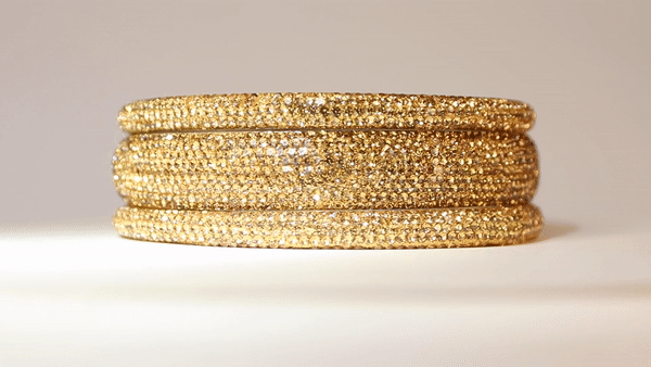 Sundar Bangles - Bollywood Style Gold Crystal Bangles for Women | Elegant Handmade Jewelry for Parties, Weddings & Festive Occasions