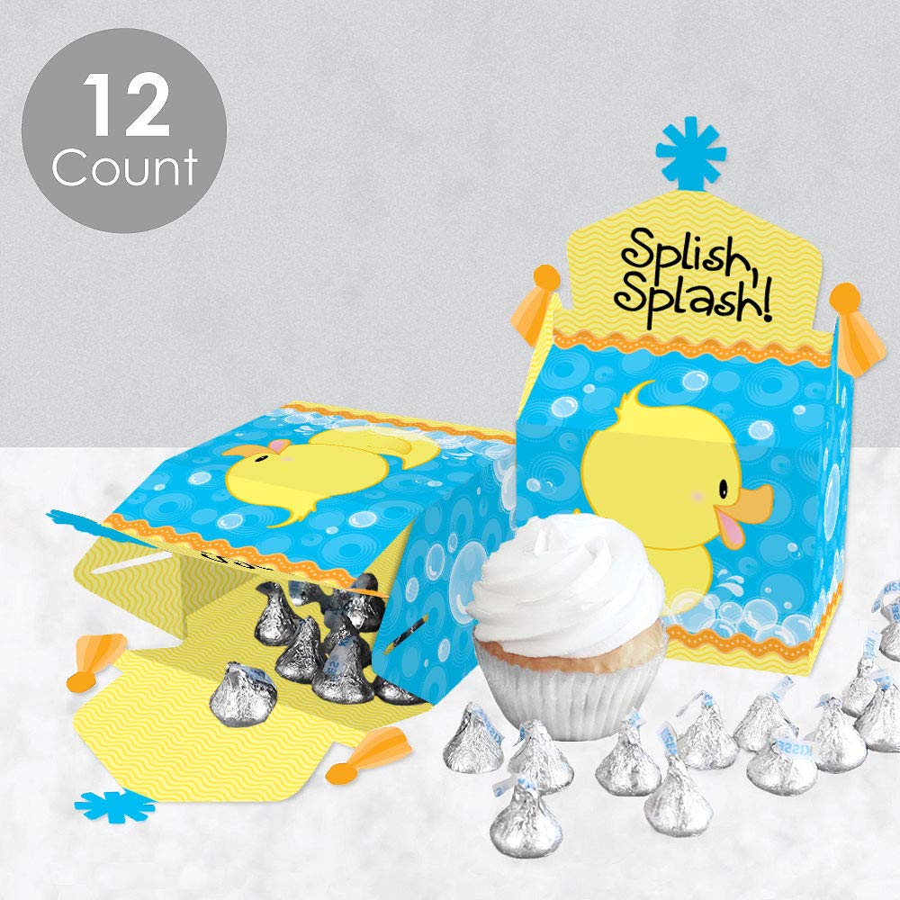 Big Dot of Happiness Ducky Duck Treat Box Party Favors - 12-Pack Baby Shower & Birthday Party Goodie Gable Boxes for Kids' Celebrations & Gift Giving