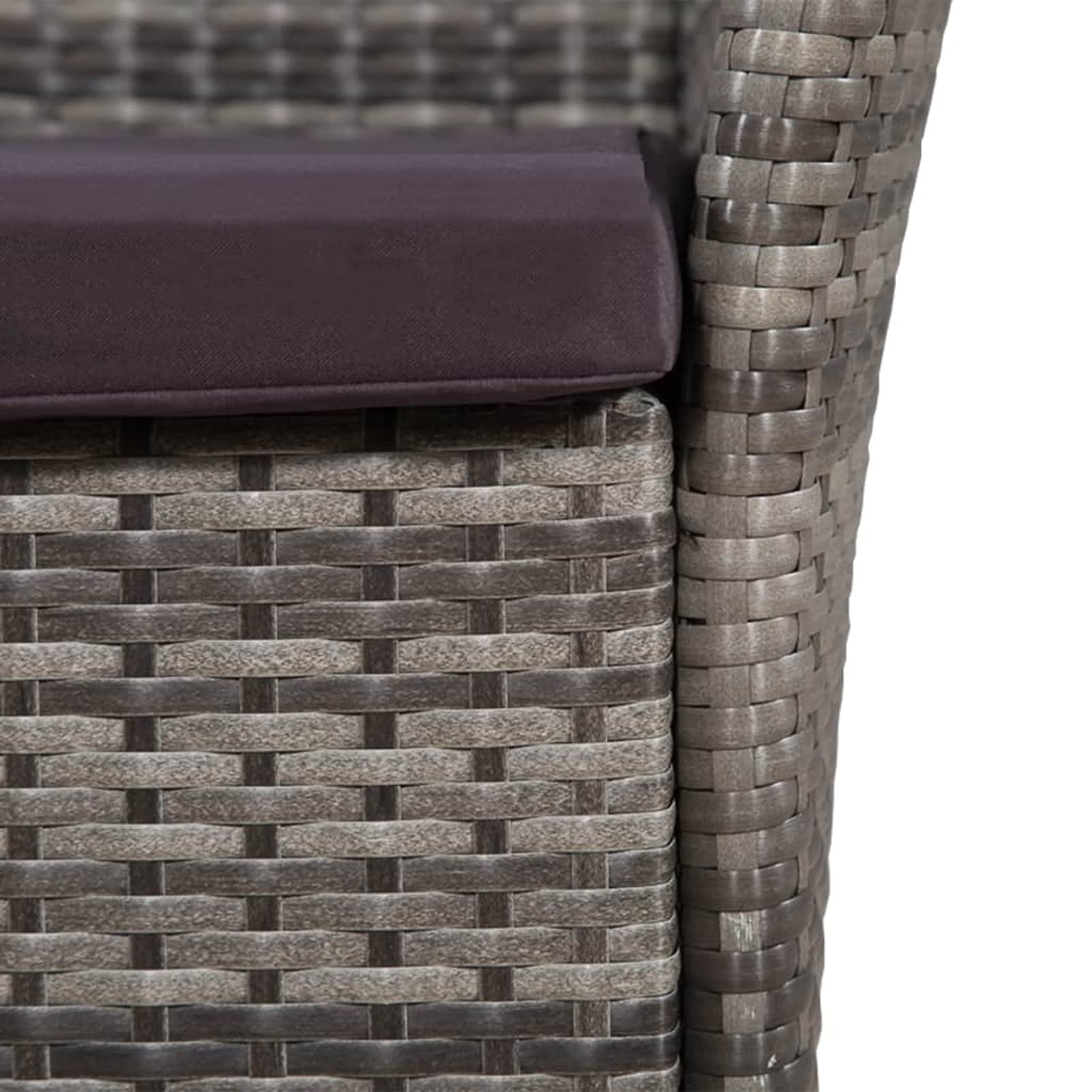 Tidyard Gray Poly Rattan Garden Chair Set with Stool & Cushions - Outdoor Patio Armchair with Footrest for Backyard, Balcony, Poolside Relaxation | Perfect for Lounging, Sunbathing & Entertaining Guests