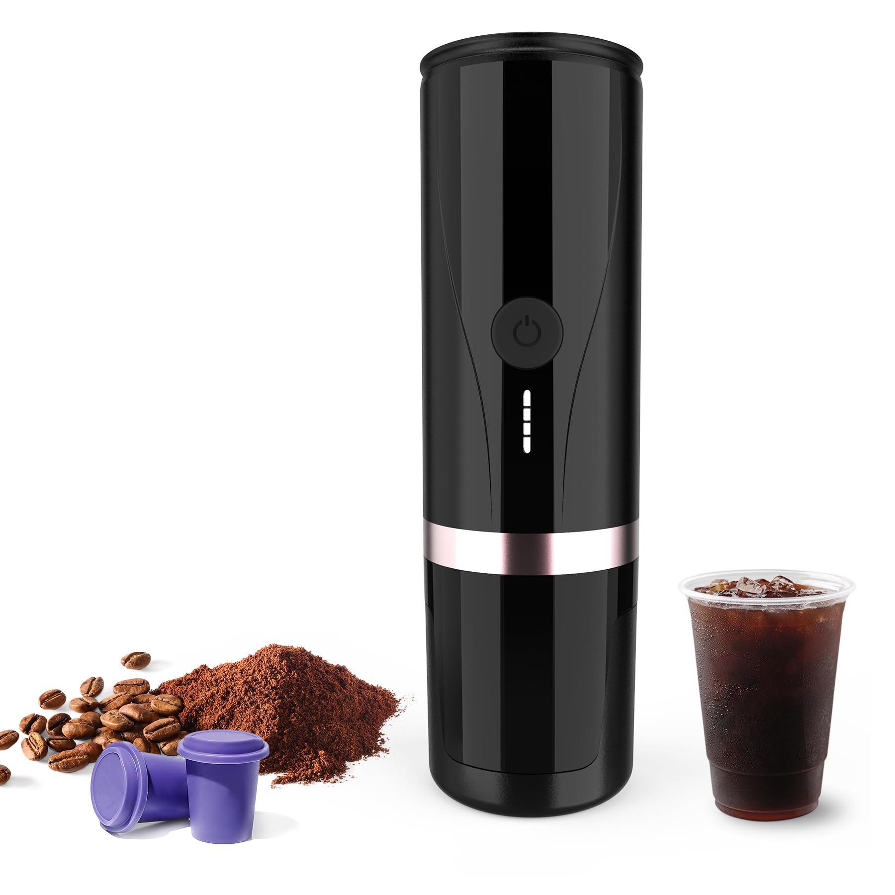 Portable Espresso Machine - 20 Bar Self-Heating Electric Coffee Maker for Car, Travel & Camping | Compact 12V/24V Mini Espresso Maker with NS Pods & Ground Coffee | Perfect for Office, Home & Outdoor Adventures (Black)