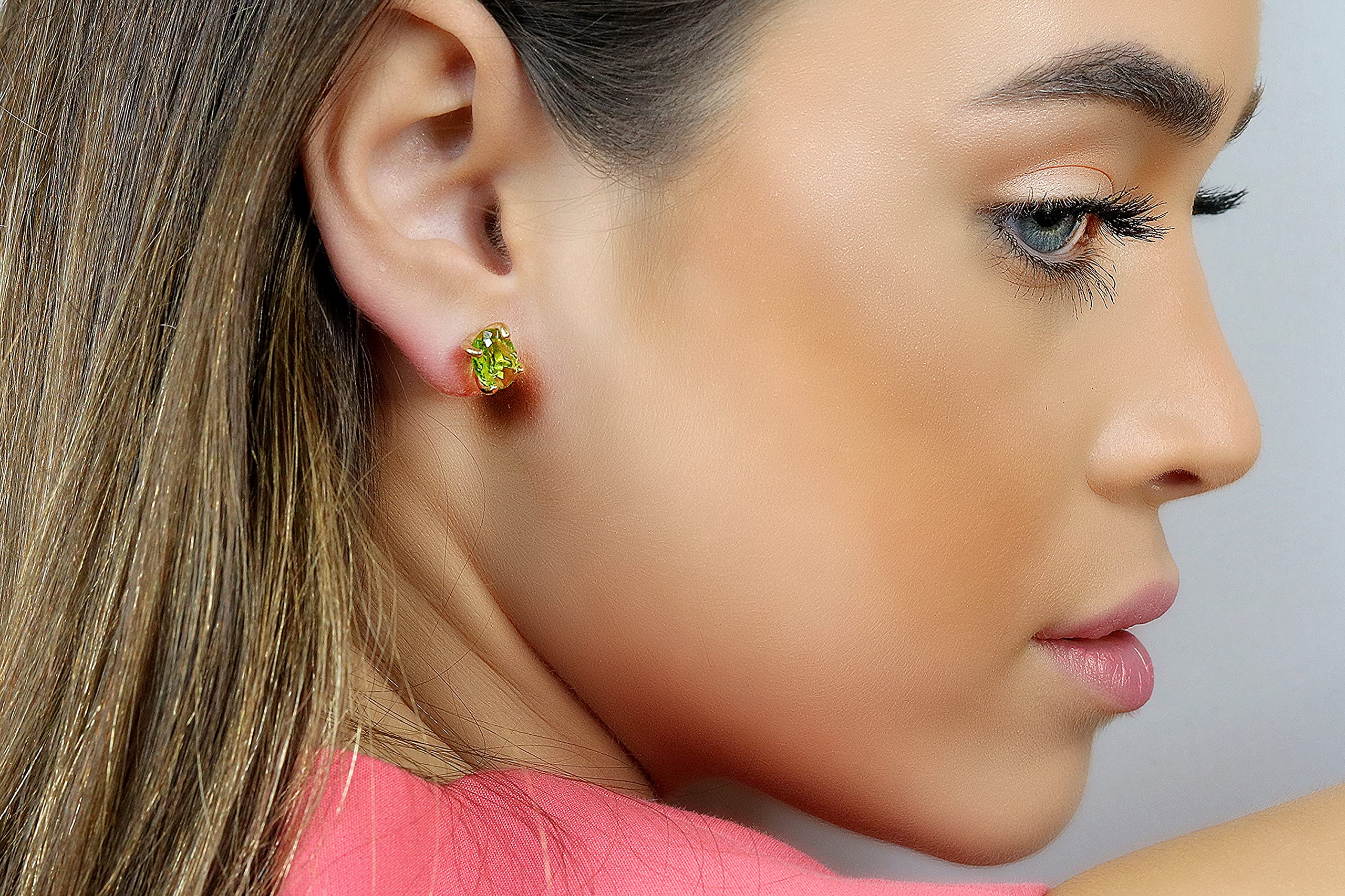 Peridot Stud Earrings - August Birthstone Jewelry for Women - Handmade Gemstone Bridal & Everyday Earrings - Customizable Fashion Gift (Perfect for Weddings, Anniversaries & Birthdays)
