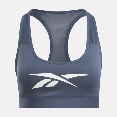 Reebok Women's Lux Vector Racer Blue Sports Bra - High Support Workout Top for Running, Yoga & Gym Fitness
