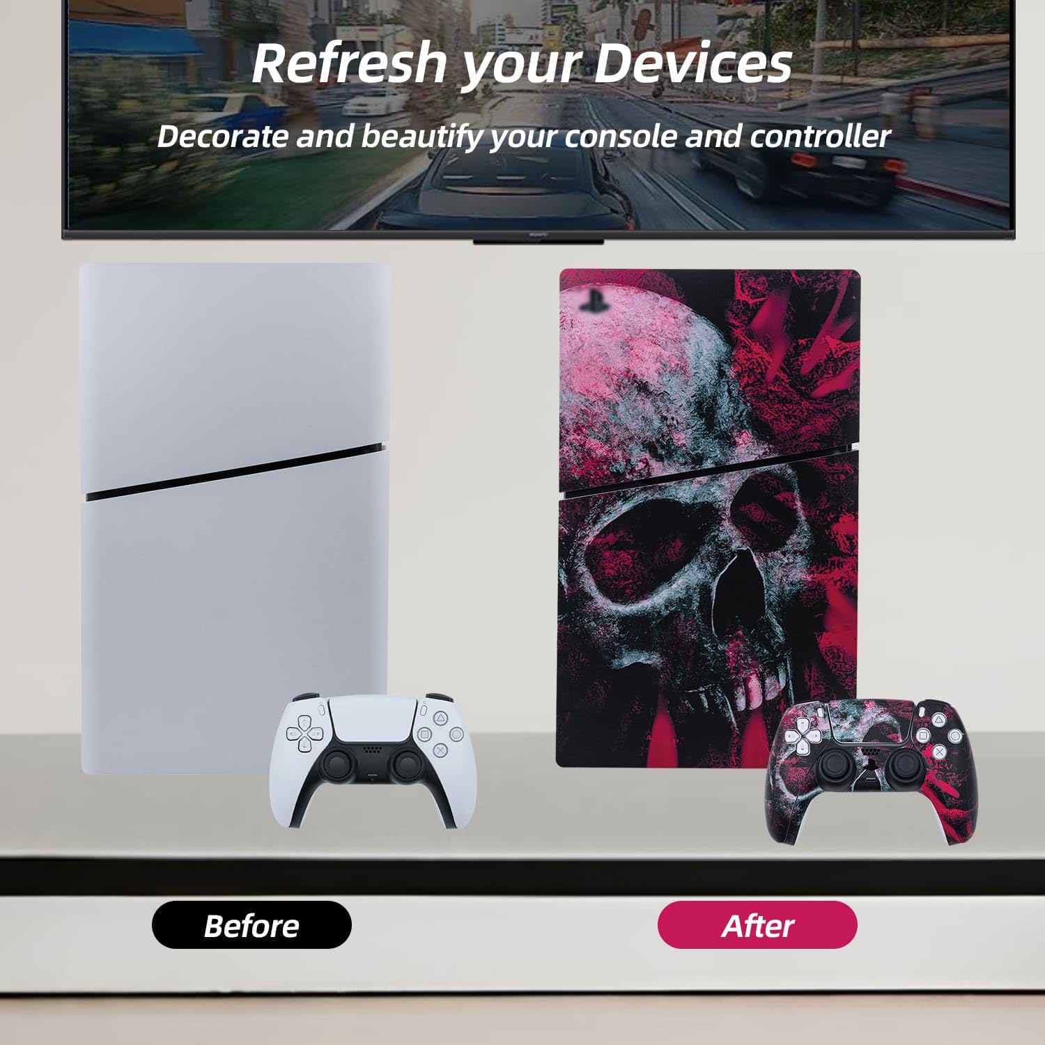 McBazel Custom Vinyl Skin Sticker Decal for PS5 Slim Digital Edition (Not Compatible with PS5/PS5 Pro) - Protective Cover with Unique Designs for Gaming Console Personalization & Scratch Protection