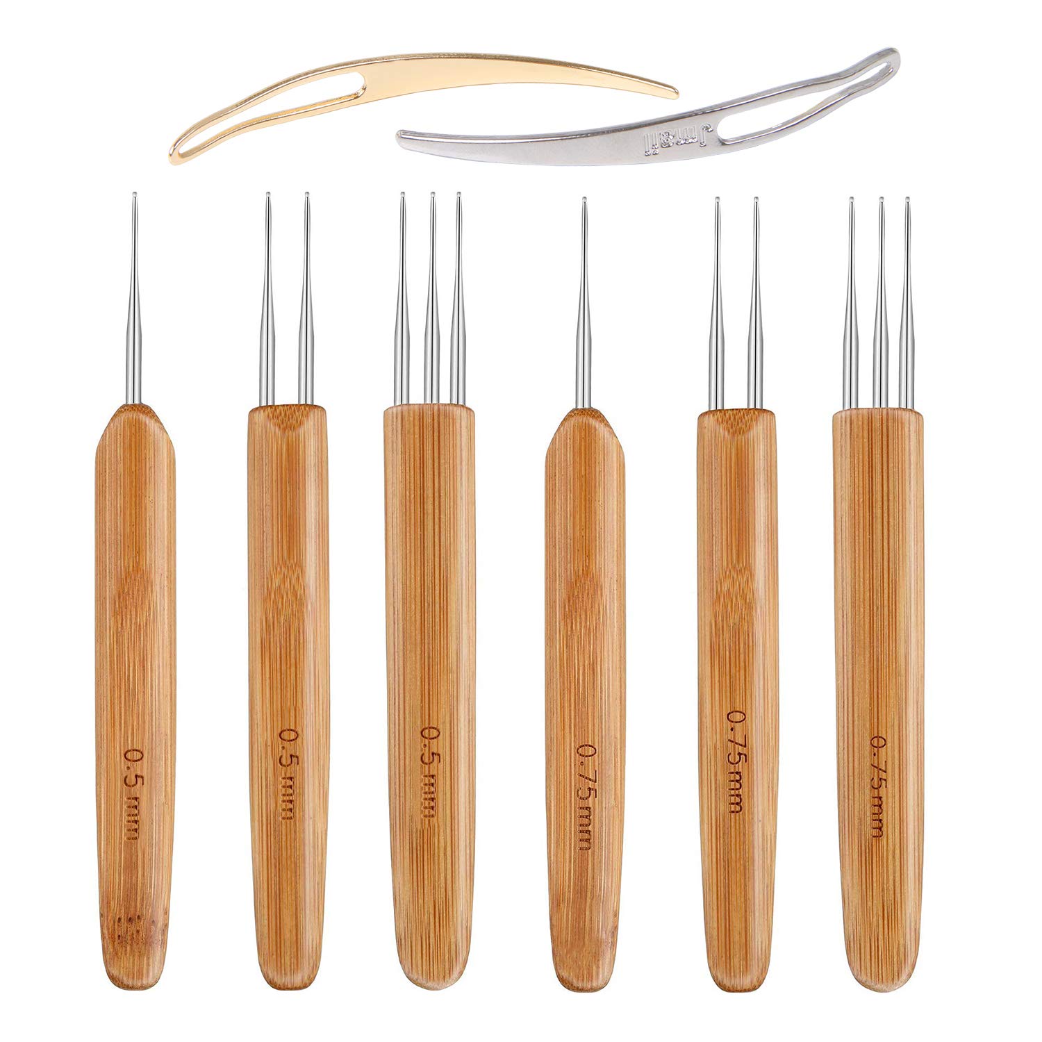 AUGSUN 8-Piece Dreadlock Crochet Hook Set for Braiding Hair - Professional Locs Needle Weaving Tool Kit for Natural Hair Care & Styling - Perfect for Salon, DIY Hair Maintenance & Protective Hairstyles