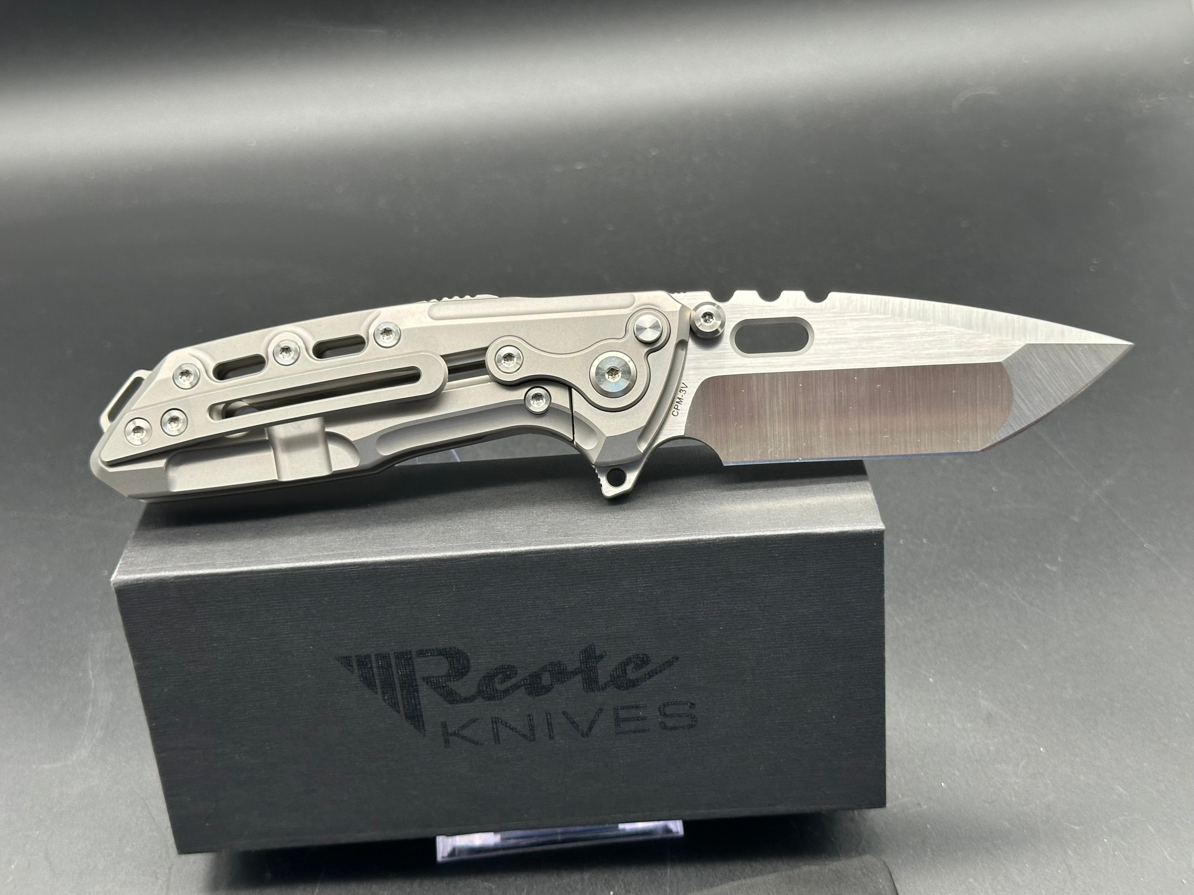 Reate Terminator T1000 Titanium Folding Knife - CPM 3V Steel Blade, Milled Handle for Outdoor, EDC & Survival Use