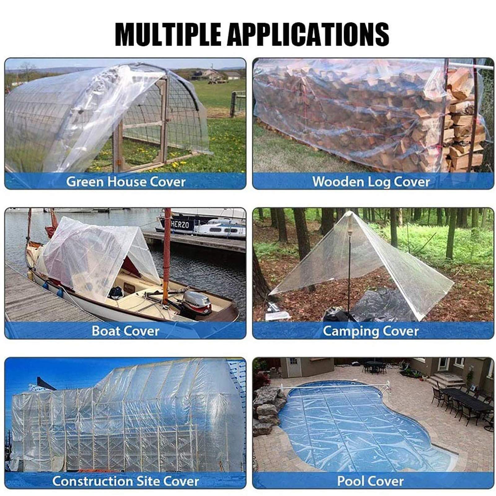 Clear Heavy Duty Waterproof Tarp 13x20ft - 5 Mil Thick Transparent Poly Tarpaulin with Grommets for Greenhouse, Plastic Mulch, Camping Cover & Outdoor Protection