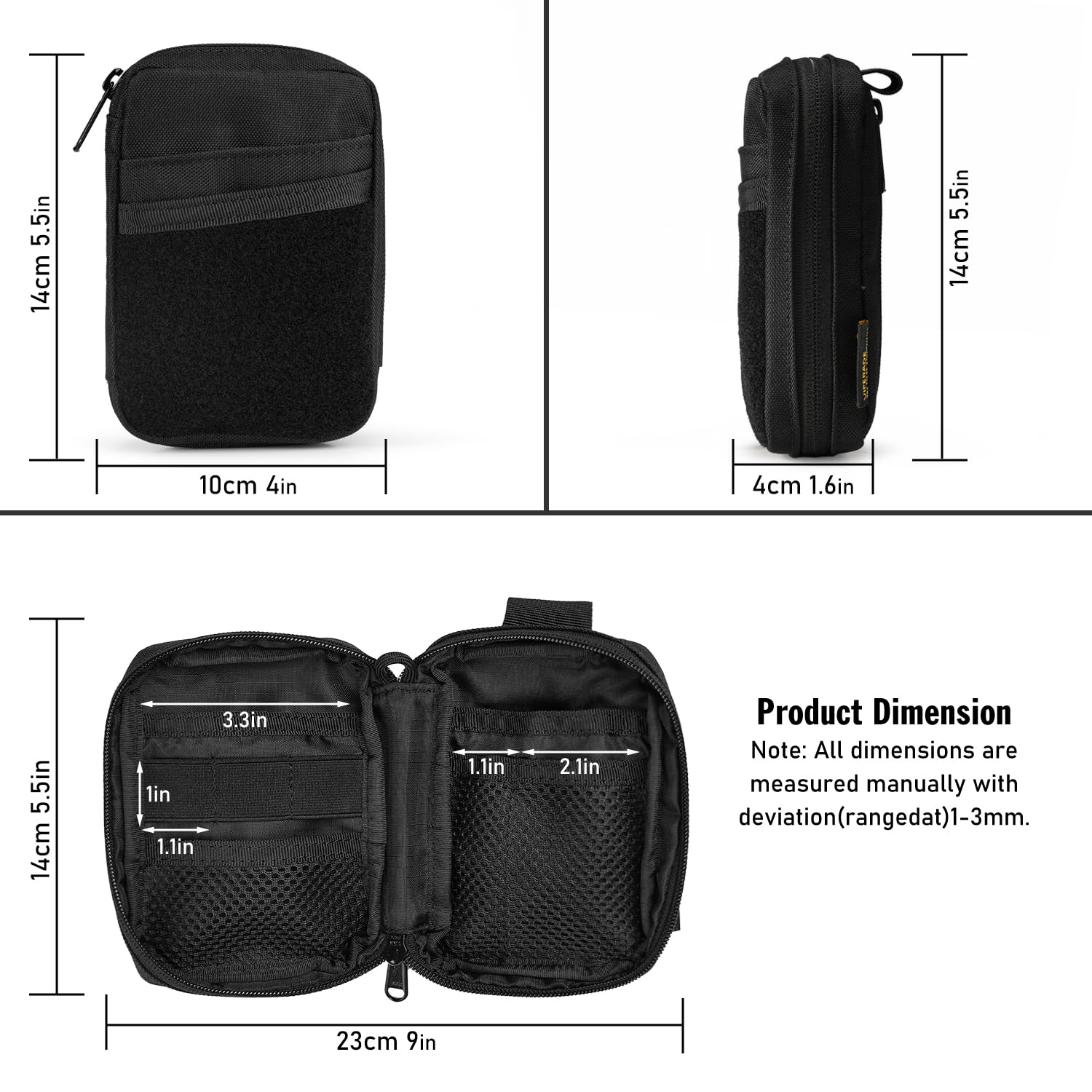 VIPERADE VE26 EDC Pouch - 8-Pocket 3-Elastic Loop Multi-Tool Organizer with Hook & Loop Closure - Black | Compact EDC Gear Storage for Tactical Tools, Knives & Everyday Carry Essentials