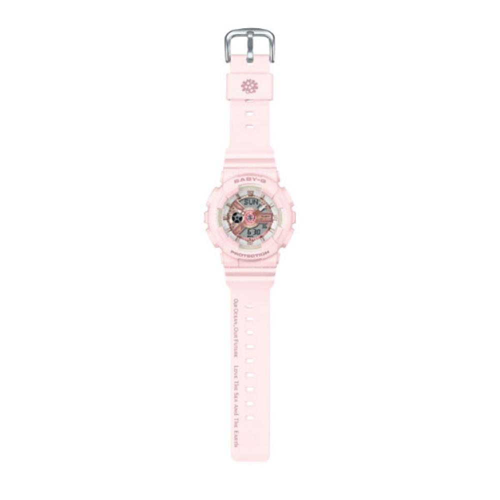 Casio Baby-G BA-110AQ-4ADR Women's Digital Analog Watch - Pink Resin Strap, Aqua Planet Collaboration - Perfect for Swimming, Sports & Everyday Wear