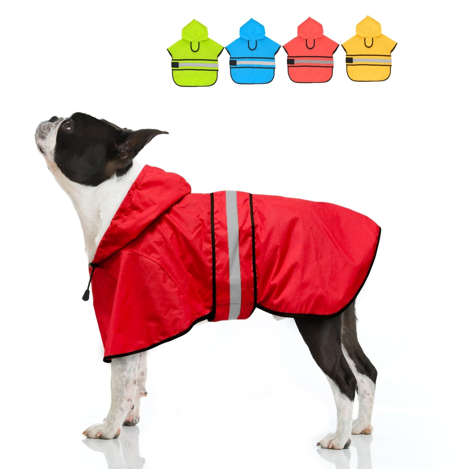 Waterproof Adjustable Reflective Dog Raincoat with Hood - Lightweight Poncho for Small Medium Large Dogs (Small, Bright Red) - Perfect for Outdoor Walks, Hiking & Rainy Day Protection