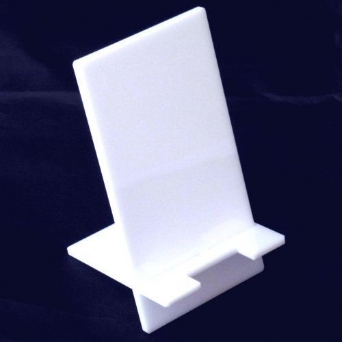 Premium White Acrylic Phone Stand - Adjustable Smartphone Holder for Desk, Tabletop, Office & Home Use - Compatible with iPhone, Samsung & All Mobile Devices