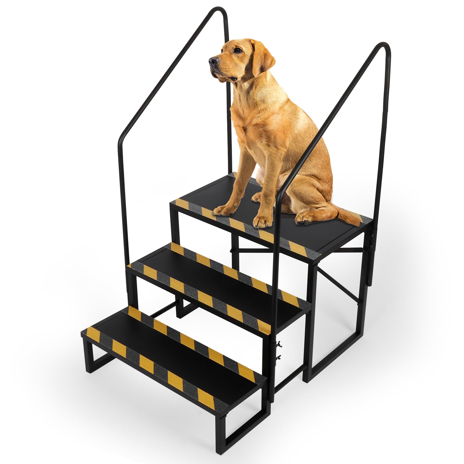 3 Step RV Stairs with Handrails - Heavy Duty Outdoor Steps for Travel Trailers, Motorhomes, Boats, Hot Tubs & Porches | Non-Slip Camper Stairs for Safe Entry & Exit