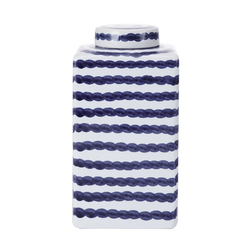 Ripple Stripe Decorative Square Ginger Jar Canister Vase - Elegant Home Decor for Living Room, Bedroom & Office Display | Perfect for Floral Arrangements and Storage