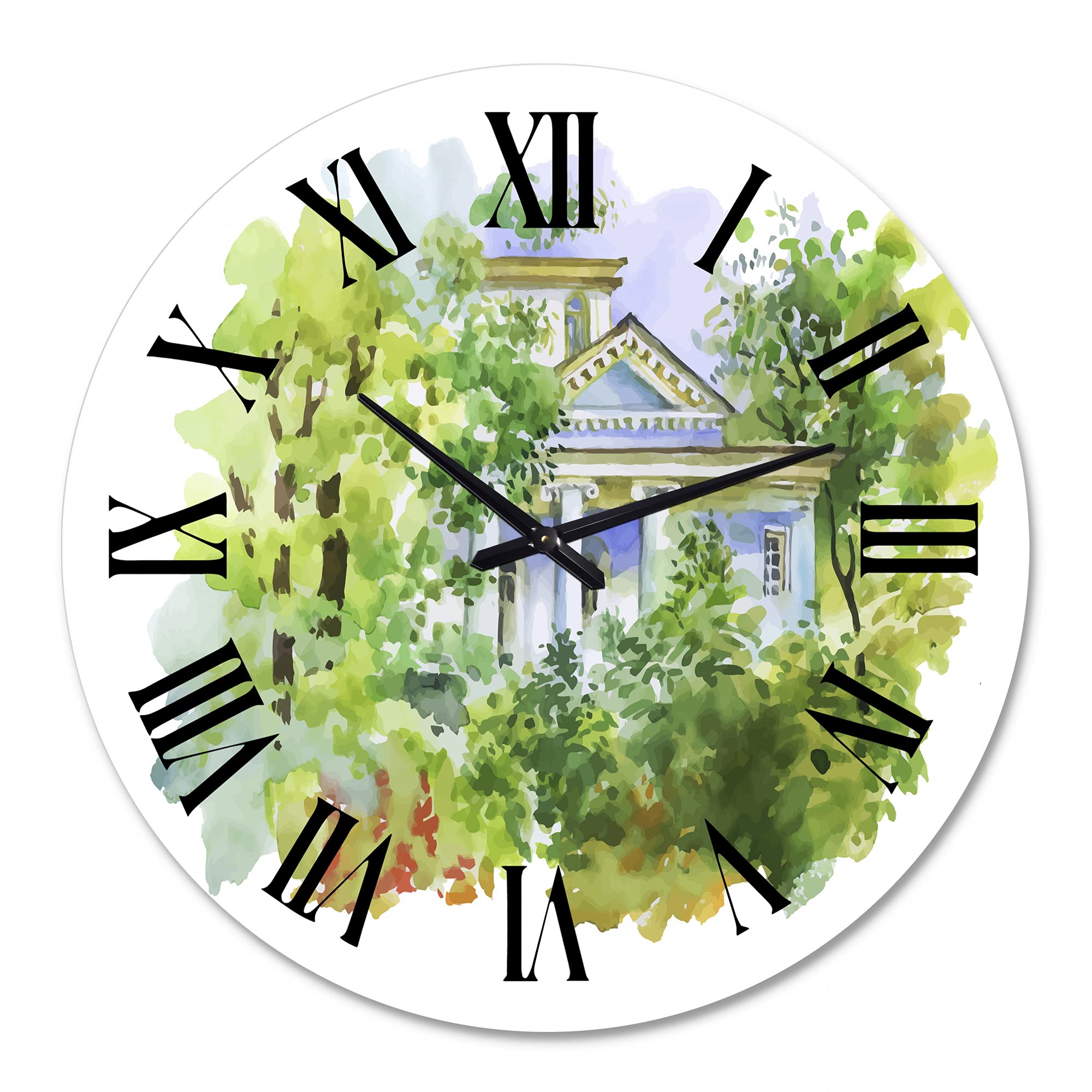 White House in The Woods Landscape Wall Clock - Large Traditional Wooden Wall Clock for Bedroom, Living Room & Office Decor - Perfect Rustic Home Décor for Nature Lovers