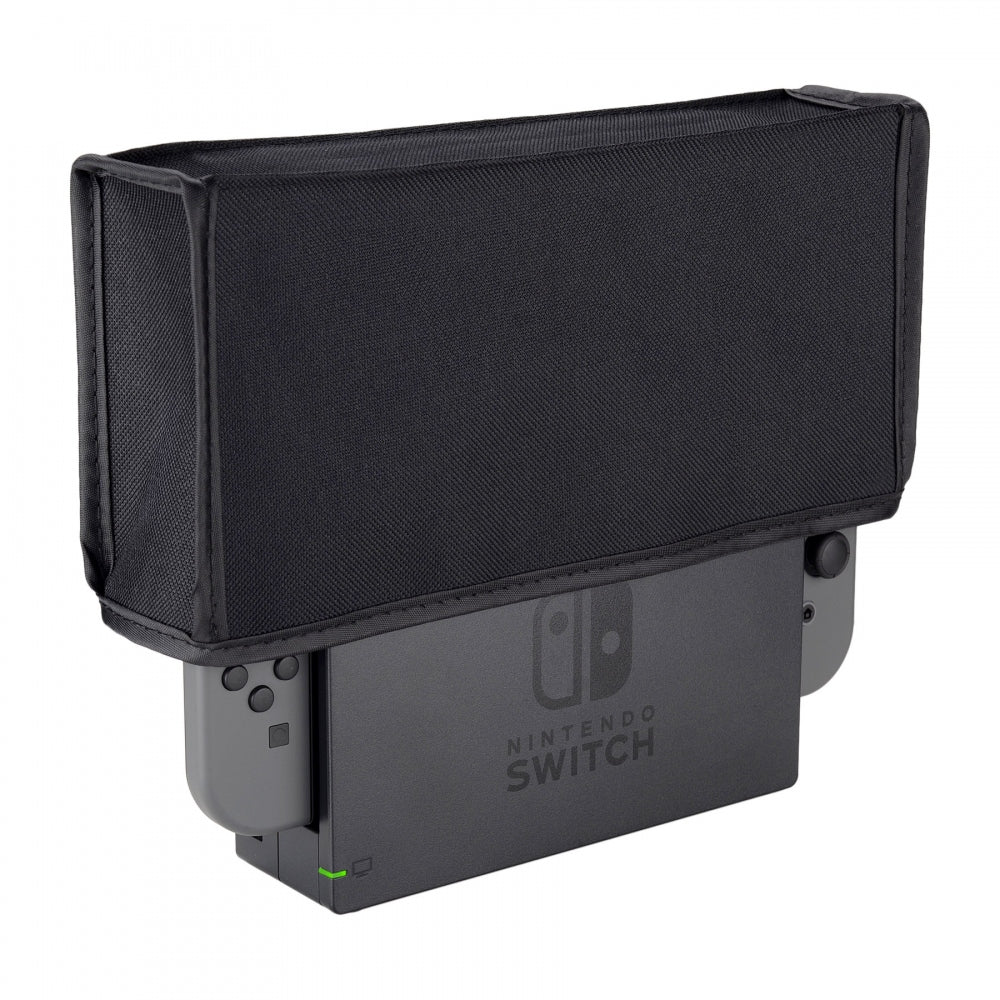 eXtremeRate Black Nylon Dust Cover for Nintendo Switch Dock - Soft Lining Protective Sleeve with Anti-Scratch & Waterproof Design (NSPJ0614) - Perfect for Home, Office, and Travel Use