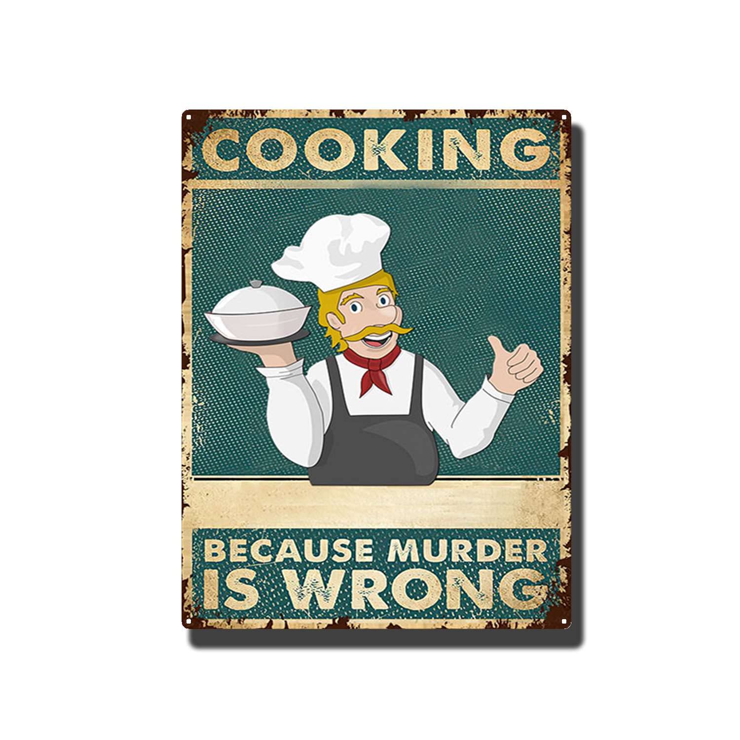 Vintage Tin Sign - Chef Cooking Delicious Food Culinary Restaurant Theme 12x16 Inch Metal Wall Decor | Perfect for Kitchen, Diner, Bar & Man Cave Decor
