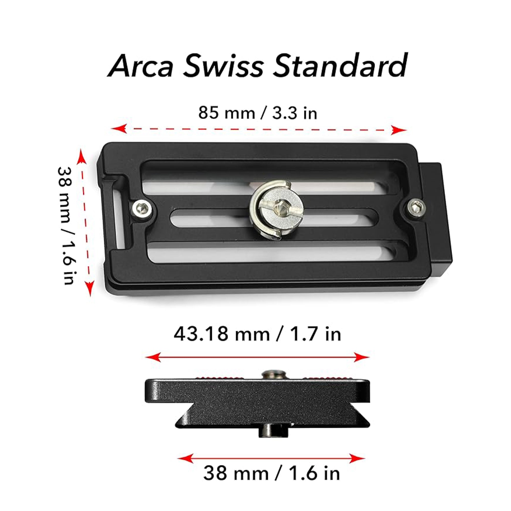 Breakthrough Photography 85mm Universal Arca Plate - Black | Compatible with Tripods & Ball Heads | Perfect for Landscape & Portrait Photography