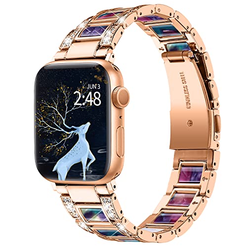 BEIZIYE Resin Watch Band Compatible with Apple Watch Ultra/Series 8/7/6/5/4/3/2/1/SE - Slim Lightweight Bracelet Strap for 38mm/40mm/41mm/42mm/44mm/45mm/49mm - Perfect for Women's Fashion, Workout & Everyday Wear