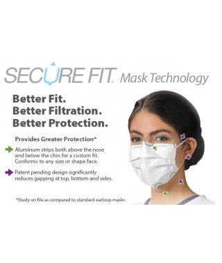 Crosstex Securefit Ultra Sensitive Earloop Face Mask - 1 Pack (50 Count) White - Comfortable & Breathable for Daily Use, Work, School & Travel - ASTM Level 1 Protection