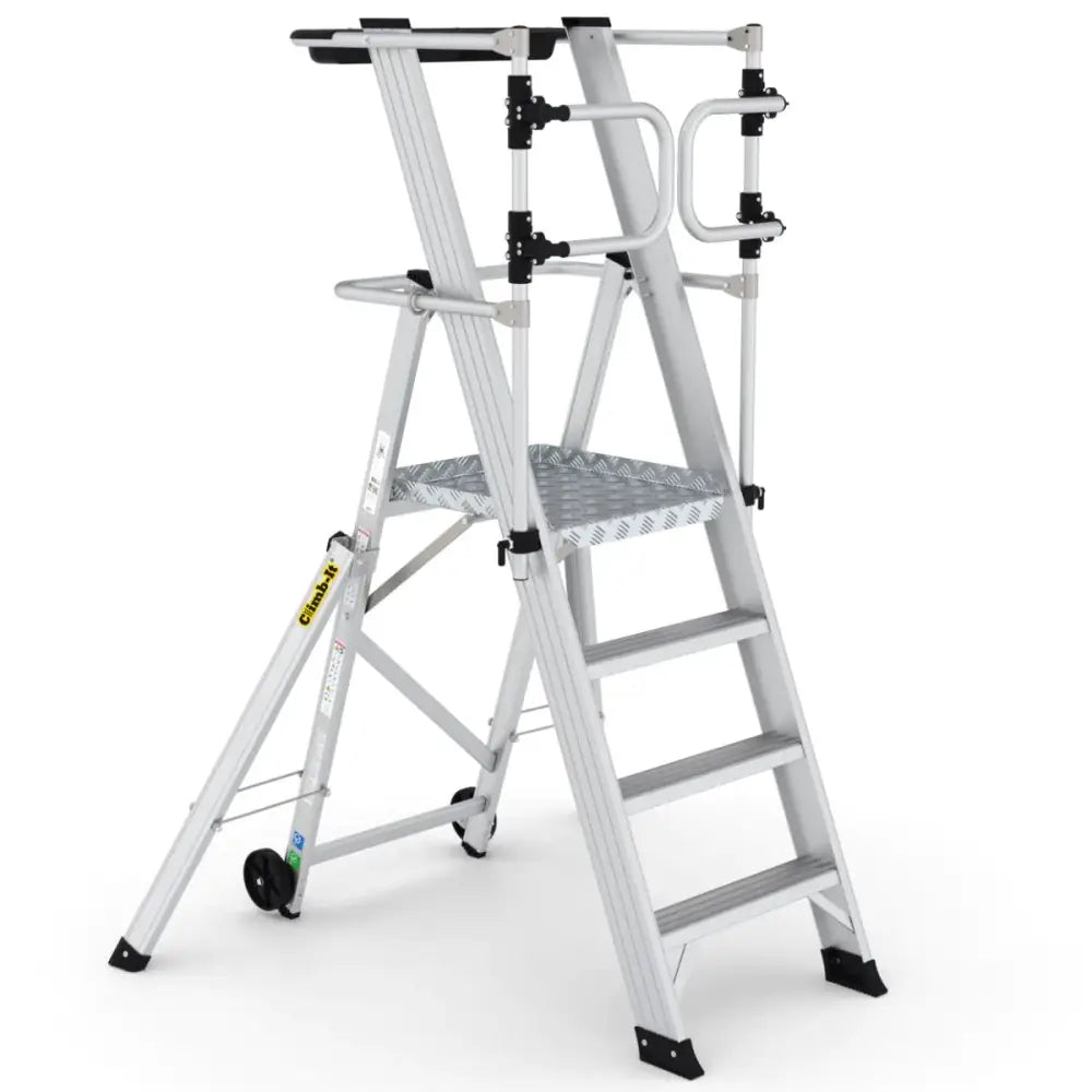Climb It Large Platform Folding Steps with Safety Gates - Heavy Duty Aluminum Ladder for Kids & Toddlers - Perfect for Playrooms, Bedrooms, and Indoor Play Areas