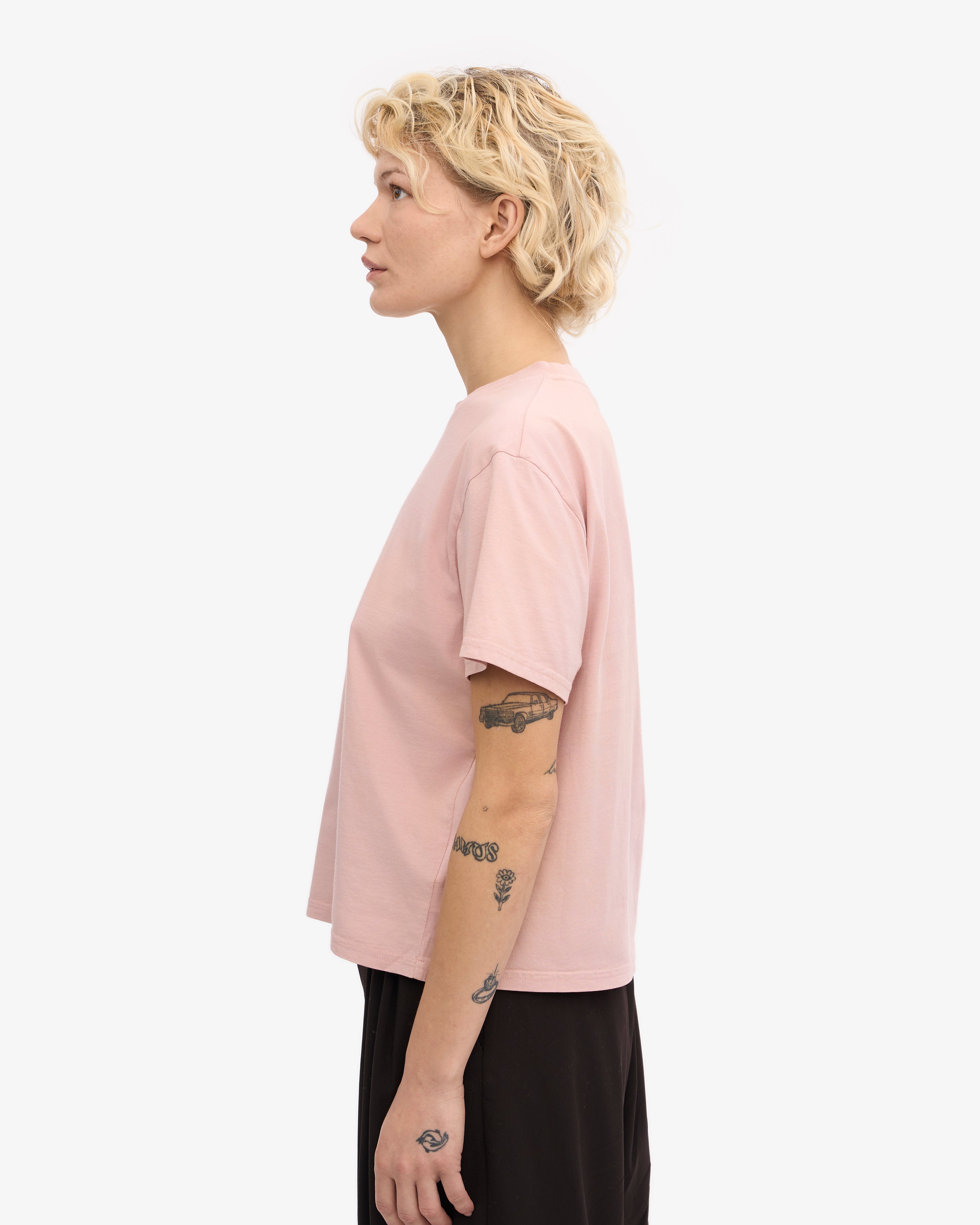 Organic Boxy Crop Tee - Soft Faded Pink Women's T-Shirt | Casual Streetwear, Summer Outfits & Layering Staple