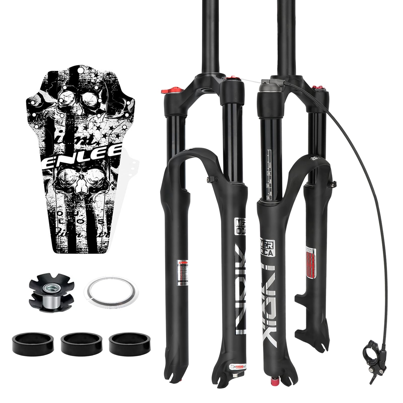 MEROCA Air Suspension Fork for Mountain Bike - 26/27.5/29 Inch Shock Absorber with Disc Brake & Quick Release - Perfect for Trail Riding & Off-Road Cycling
