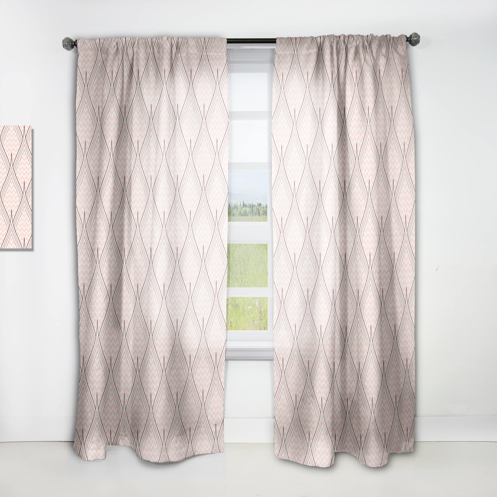 DesignQ Retro Ornament Thermal Insulated Curtains - Decorative Single Panel Window Drapes for Bedroom & Living Room (52x84 inches) - Perfect for Home Decor & Temperature Control