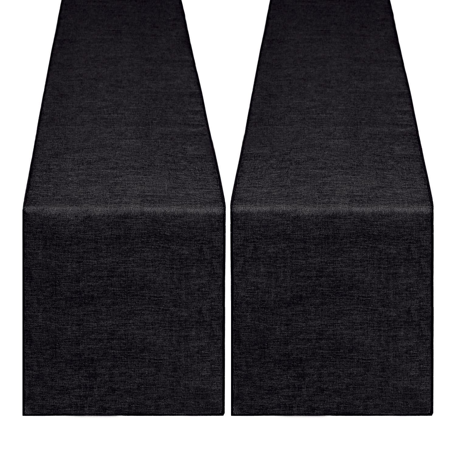Black Jute Table Runner 12x84 Inch - Burlap Fabric Halloween & Wedding Table Decor - Pack of 2 for Holiday Parties, Dining Room & Farmhouse Decor