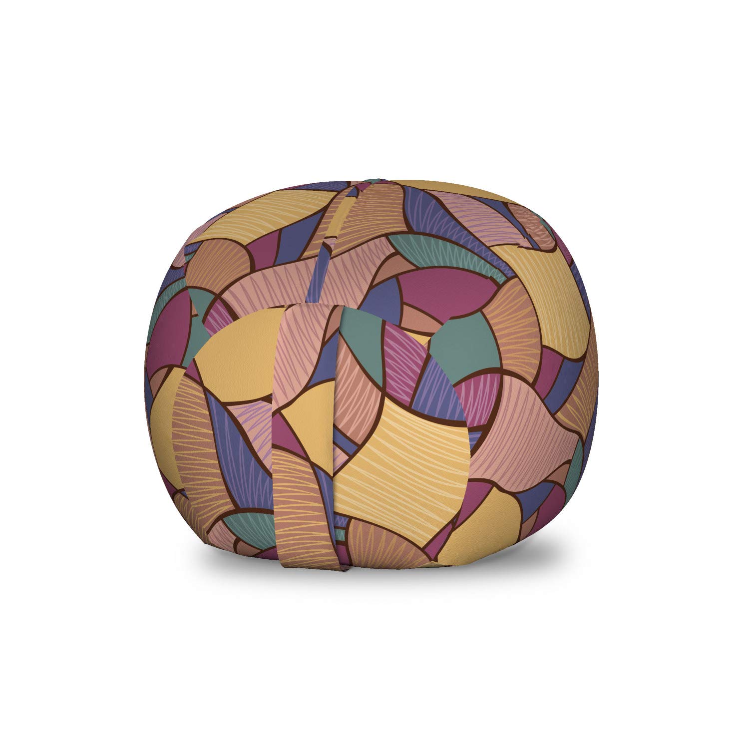 Ambesonne Earth Tones Storage Toy Bag Chair - Boho Pattern Washable Organizer for Stuffed Animals | Kids Room Decor, Playroom Storage & Nursery Organization | Small Multicolor Bean Bag with Vibrant Shapes
