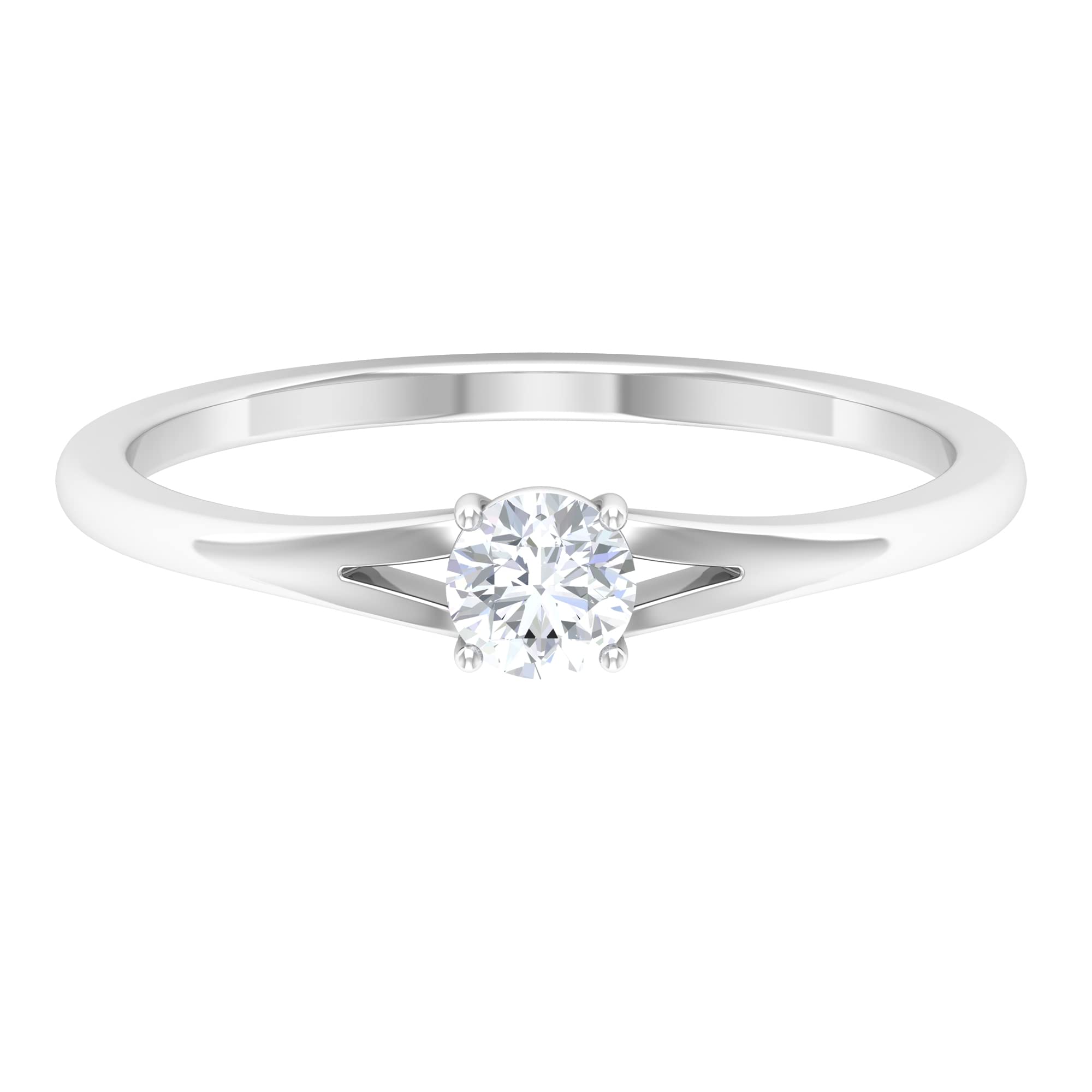 1/4 CT Genuine Diamond Solitaire Ring for Women - 14K Solid Gold Split Shank Design - April Birthstone Jewelry Gift for Anniversary, Engagement & Special Occasions