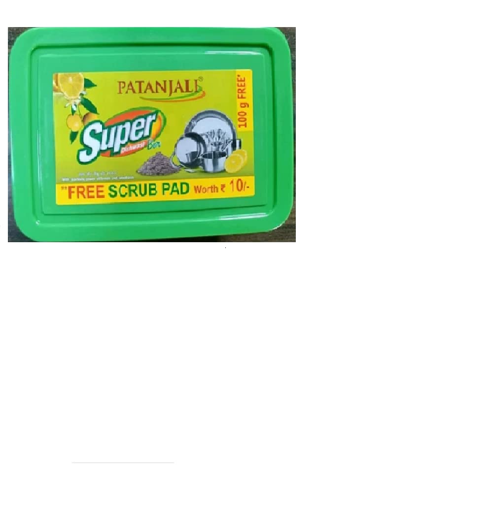 **Patanjali Dishwash Bar 600g (500g + 100g Free) with Free Scrub Pad - Pack of 2 | Eco-Friendly Dish Soap for Kitchen Cleaning | Perfect for Sinks, Utensils & Cookware**