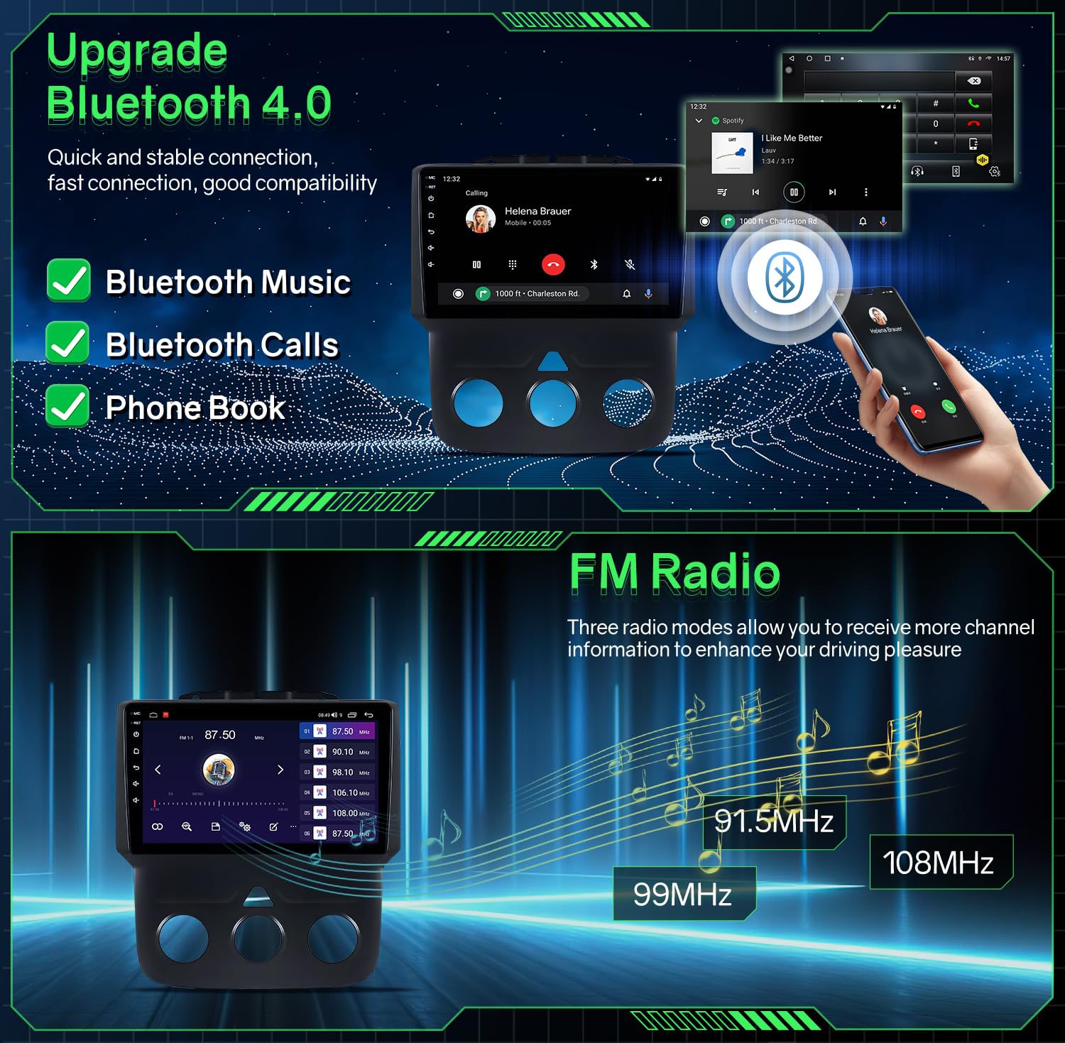 Dodge RAM Car Stereo Replacement Head Unit (2+64GB) for 2013-2018 1500/2500/3500 - Wireless CarPlay & Android Auto, 5G WiFi, Bluetooth, GPS, RDS, FM, Mirror Link & SWC - Perfect for Road Trips & Daily Commuting (Manual AC Only)