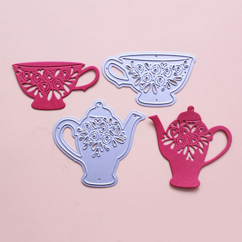 Metal Teacup Teapot Die Cuts for Card Making - Embossing Dies for Scrapbooking, DIY Greeting Cards, Paper Crafts & Album Decoration - Perfect for Wedding Invitations, Birthday Cards & Home Decor Projects