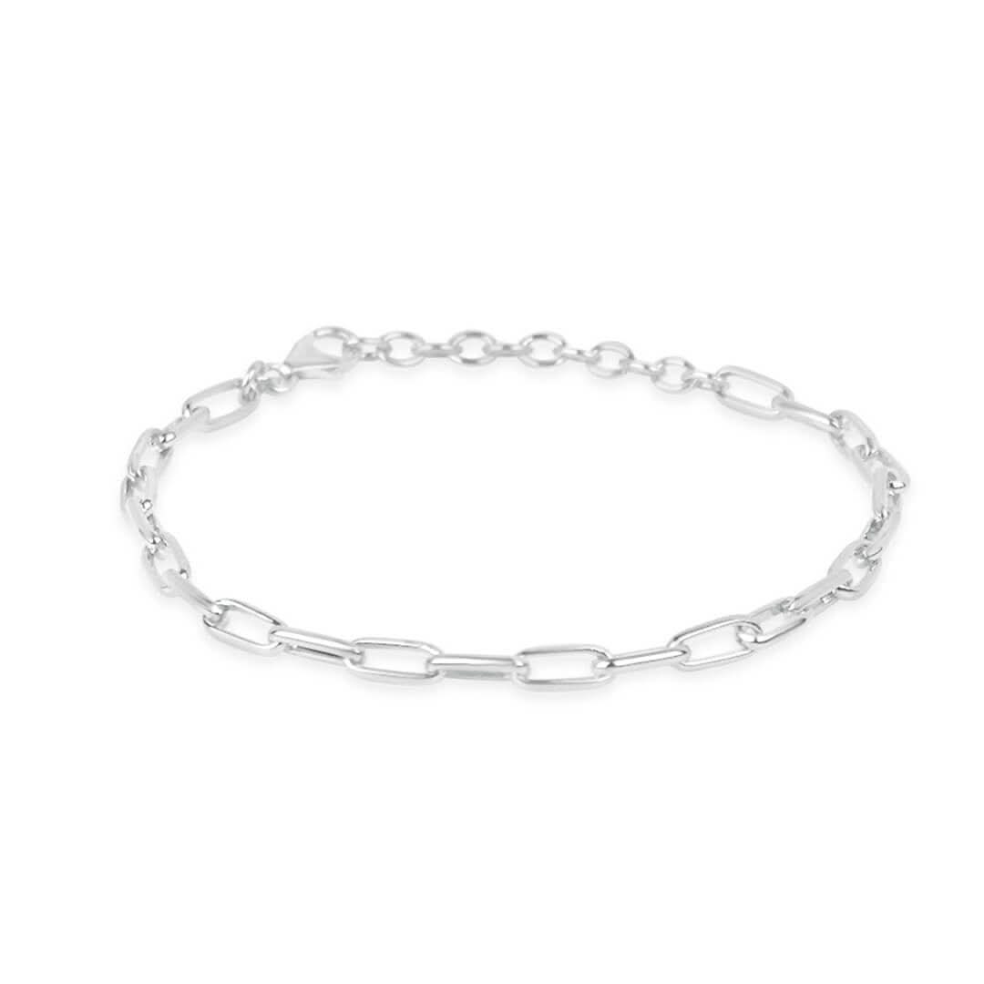 Silver Paperclip Chain Bracelet for Women - Trendy Minimalist Jewelry for Everyday Wear & Layering