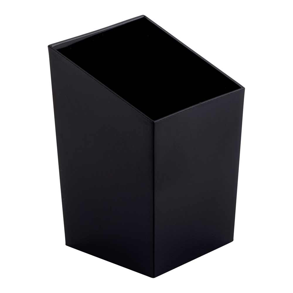 100 Pack 3 oz Square Black Plastic Incline Cups with 100 Silver Mini Forks - Perfect for Party Desserts, Cocktail Appetizers & Wedding Receptions