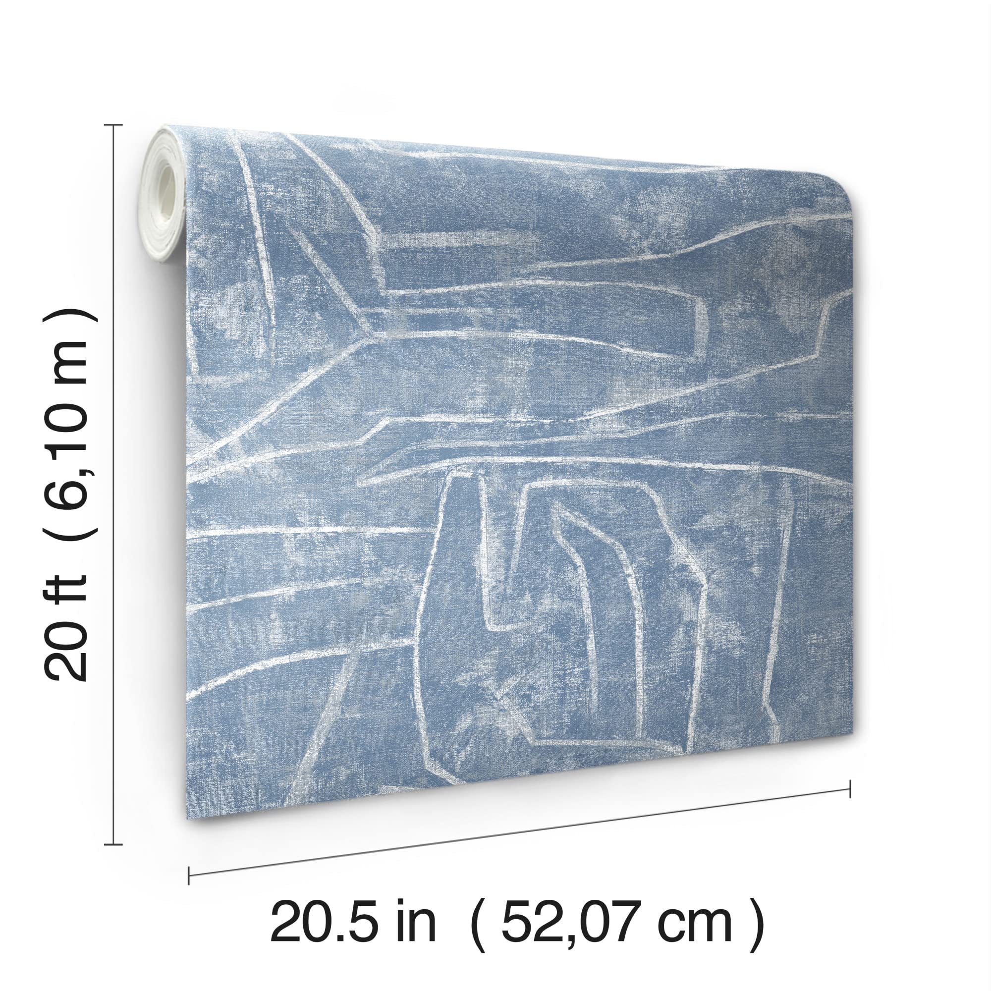 York Wallcoverings PSW1232RL Blue Urban Chalk Premium Peel and Stick Wallpaper - Self-Adhesive Removable Wallpaper for Bedroom, Living Room, Nursery & Office Decor