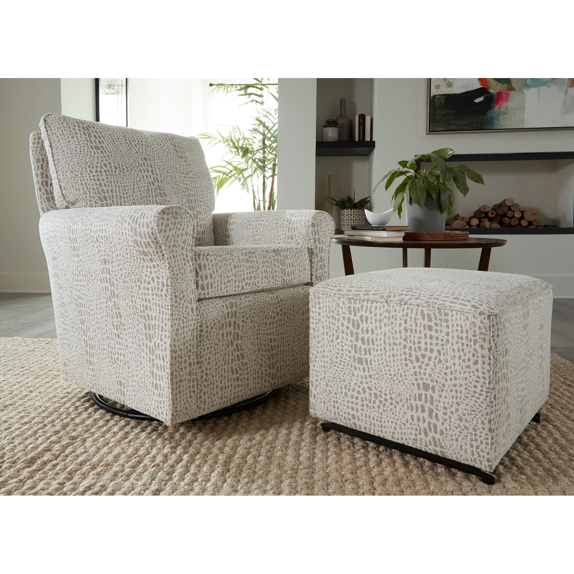 Kacey Glider Ottoman - Comfortable Swivel Rocker Footrest with Storage for Nursery, Living Room & Bedroom - Perfect for Nursing, Relaxing & Reading
