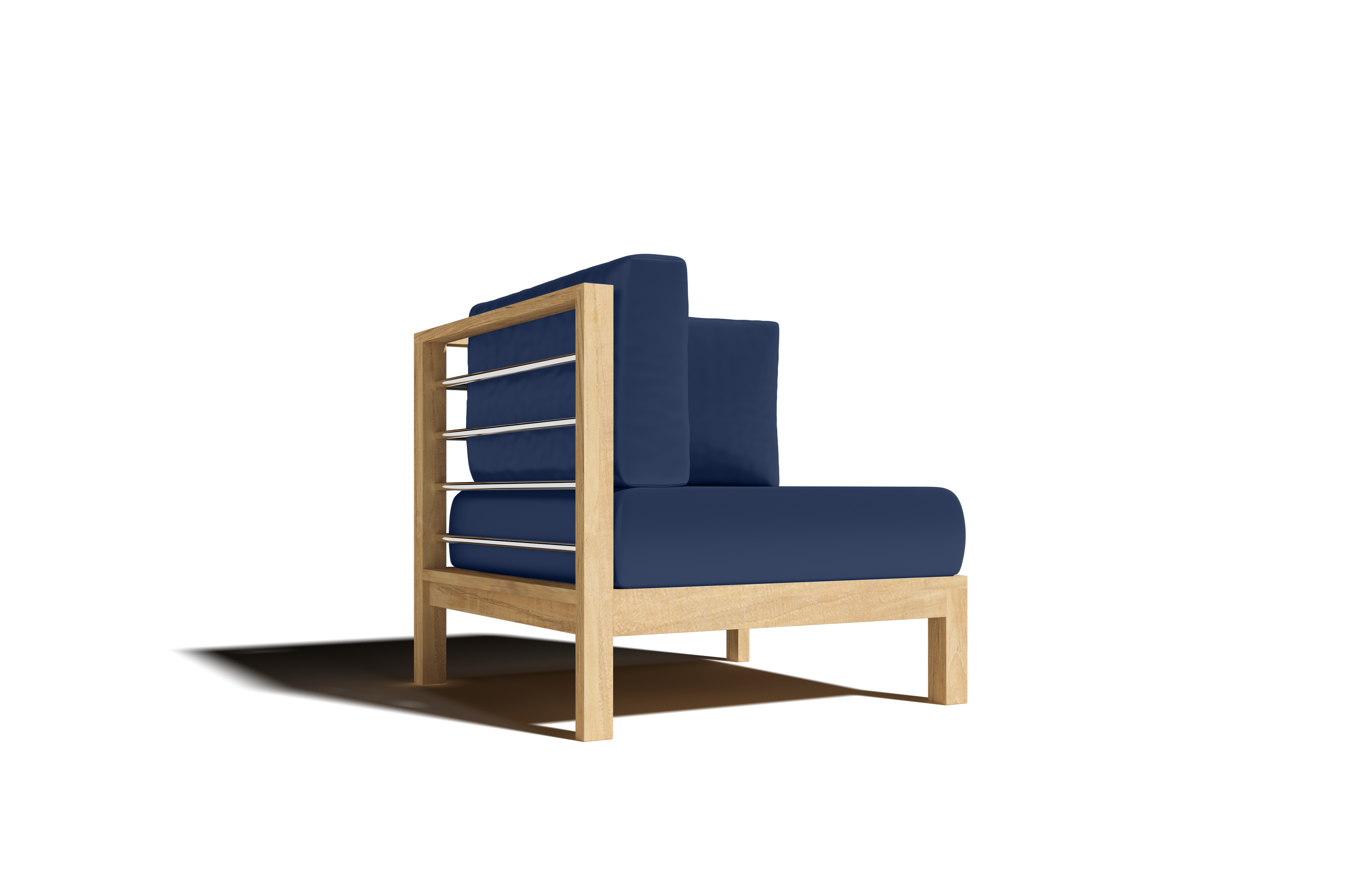 Premium 7-Piece Teak Outdoor Sectional Deep Seating Set with Sunbrella Navy Cushions - Waterproof & Durable Patio Furniture for Backyard, Poolside & Garden Relaxation