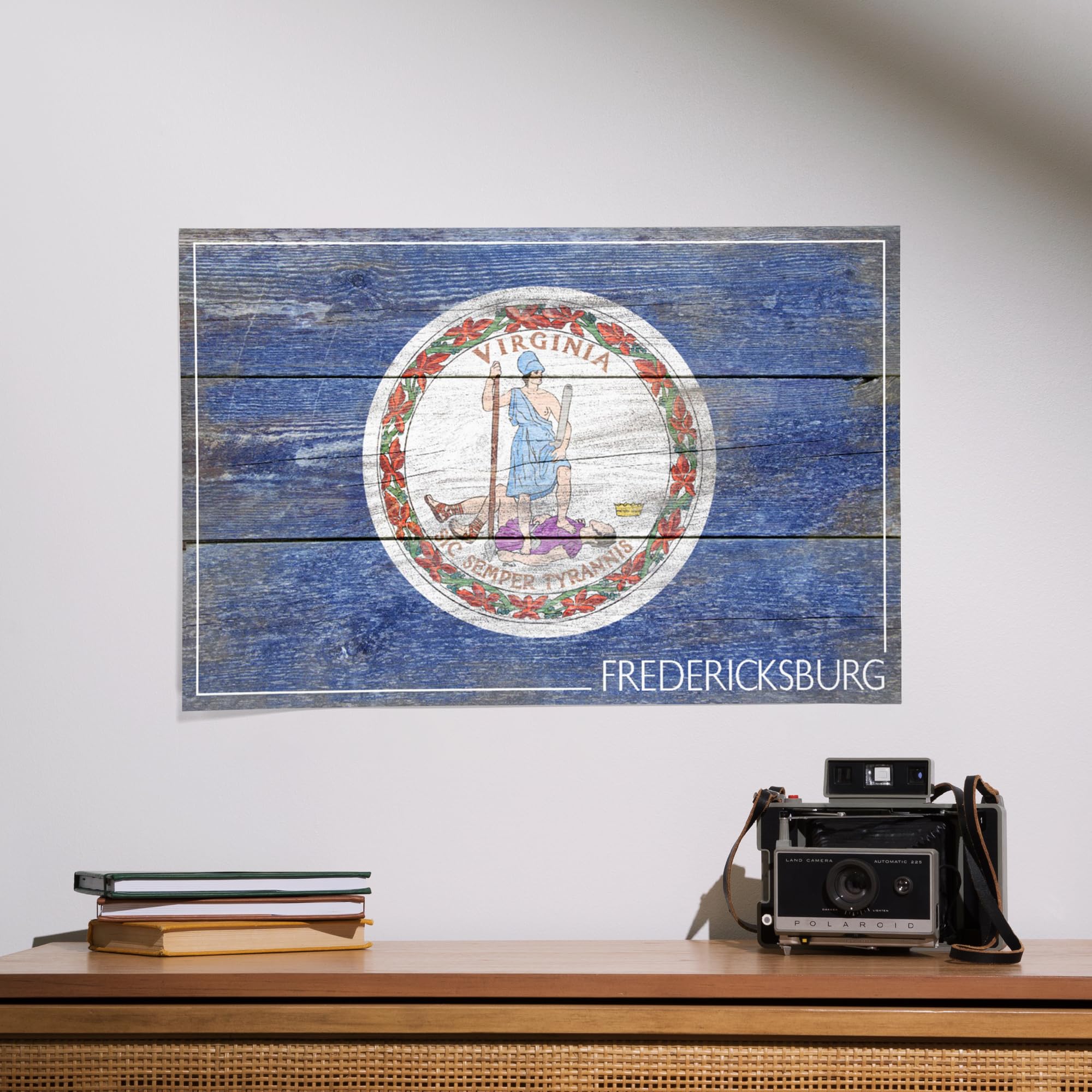 Lantern Press 16x24 Inch Giclee Print - Fredericksburg Virginia State Flag Rustic Wall Art Decor for Home, Office & Cabin